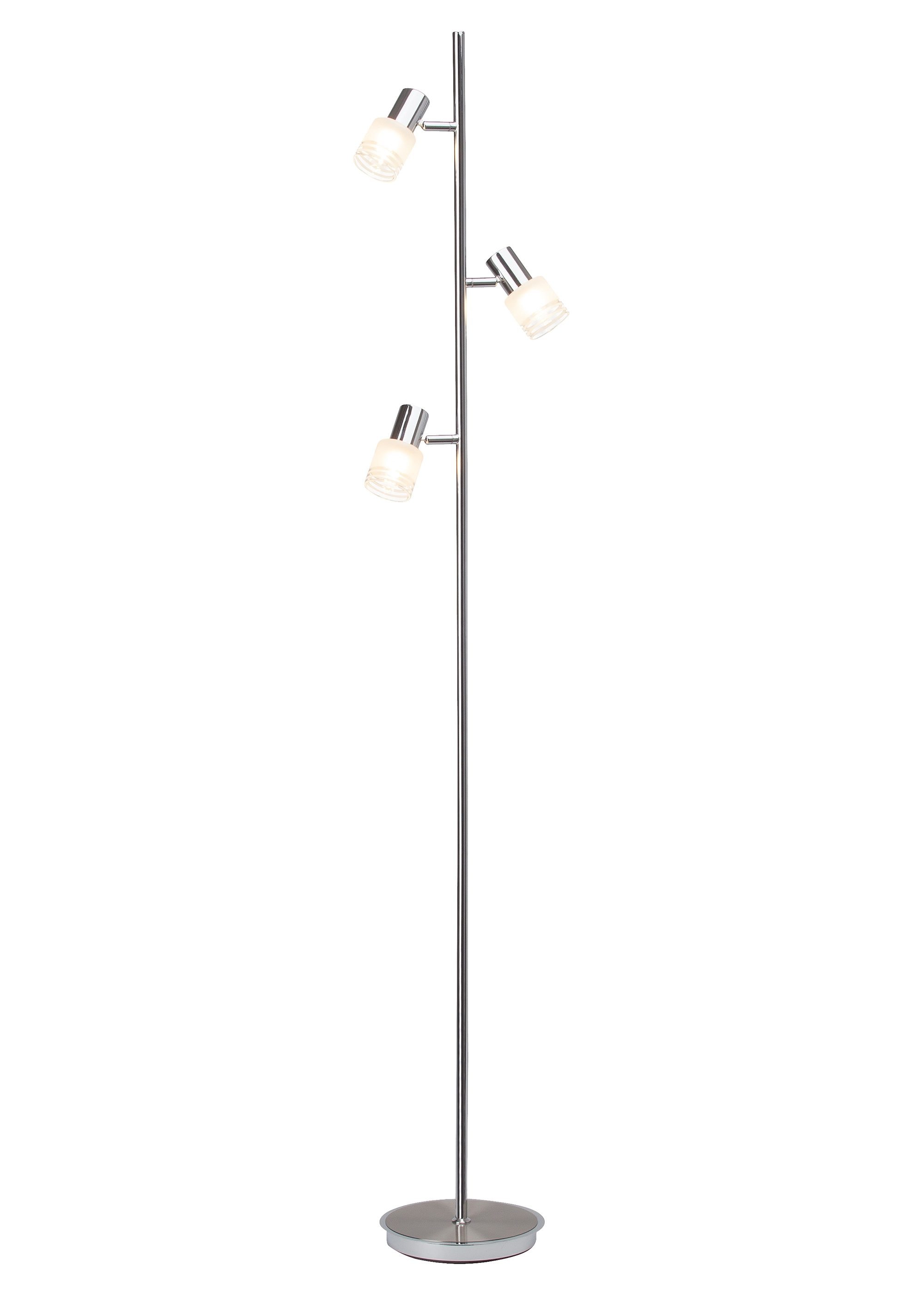 Brilliant LED Stehlampe »LEA« E14 157cm Höhe, 3 x E14 max. 4W, eisen/chrom, schwenkbar, Metall/Glas