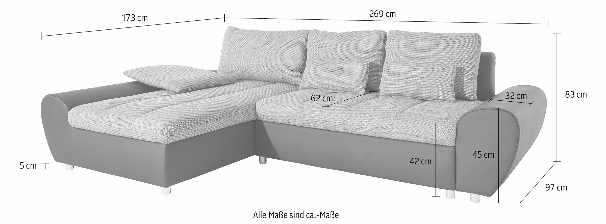 sit&more Ecksofa »Bandos L-Form«, in 2 unterschiedlichen Grössen, wahlweise mit Bettfunktion