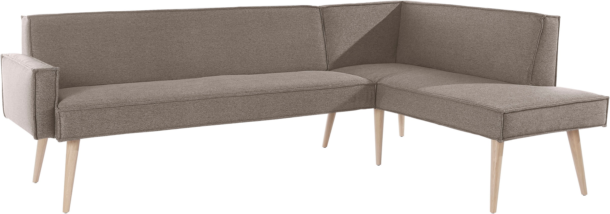exxpo - sofa fashion Eckbank »Lungo, moderne Kedernaht, bequem und elegant, hoher Holzfuss«, hochwertige Detailverarbeitung, frei im Raum stellbar