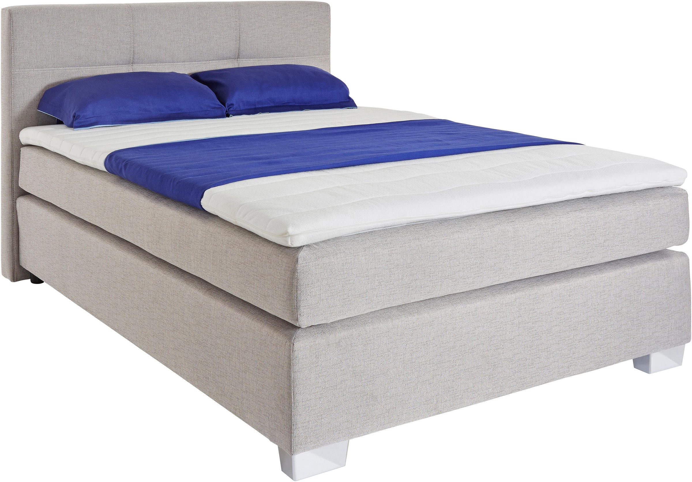 Jockenhöfer Gruppe Boxspringbett "EVITA inkl. Bonnell-Federkernmatratze H2" Inkl. Topper & Kissen, Kunstleder/Strukturstoff, 140/180 cm x 200 cm