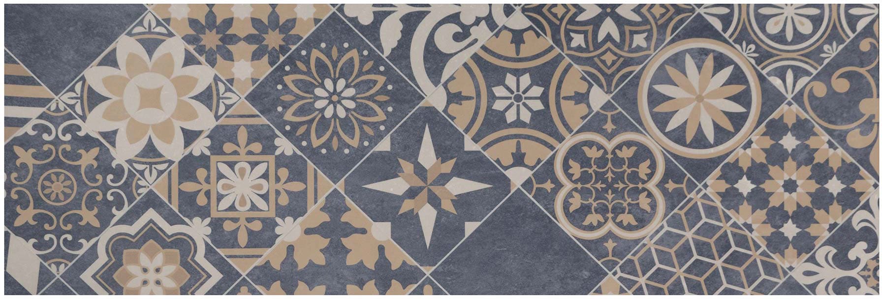 Image of Primaflor-Ideen in Textil Vinyl-Läufer "Küchenläufer VERSAILLE, Made in Belgium" rechteckig 2,5 mm Höhe Läufer aus Vinyl, abwischbar, Motiv Fliesenoptik Ornamente, Küche