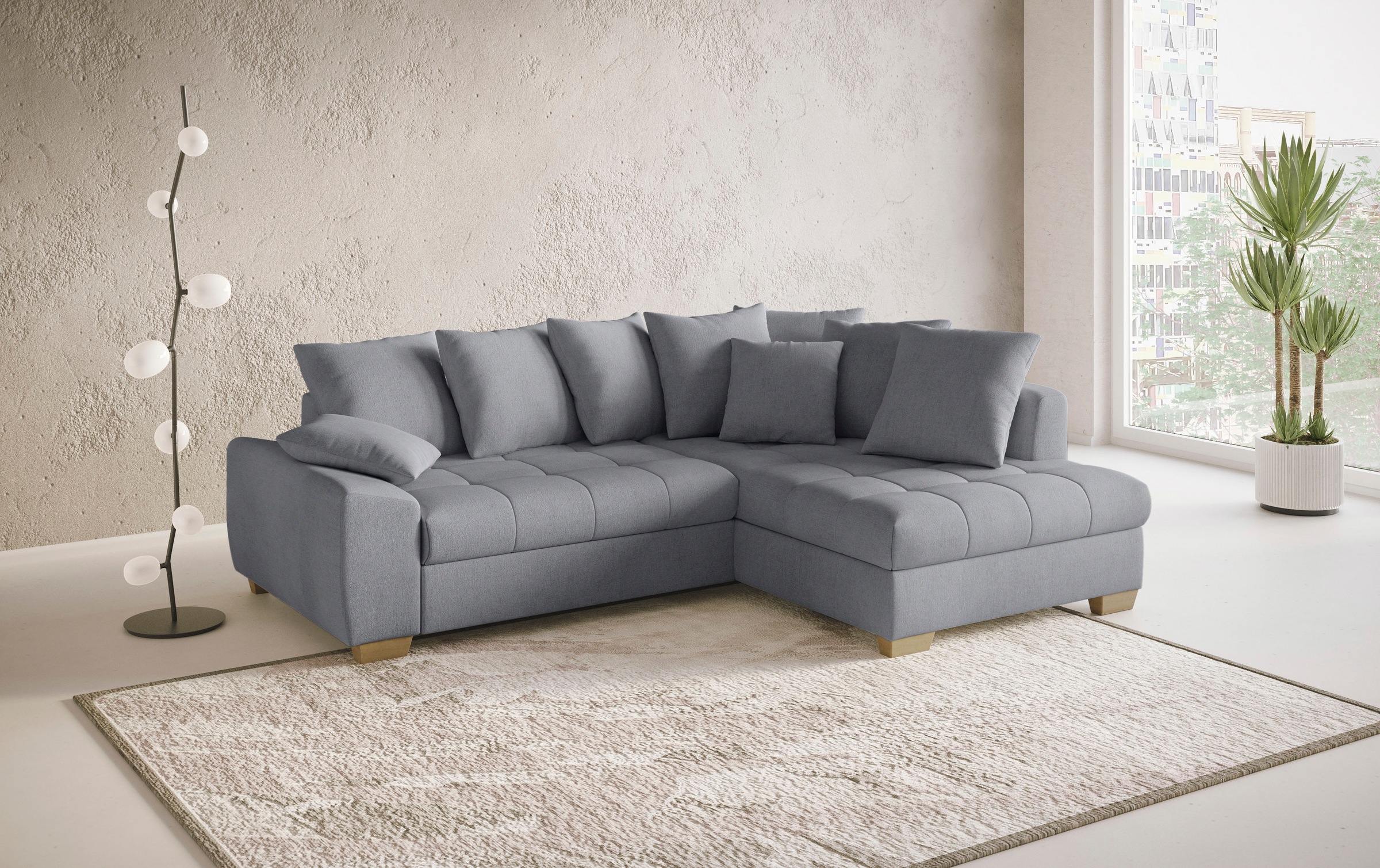 Mr. Couch Ecksofa »Nikita II, L-Form«, Wahlweise mit Bettfunktion, Bettkasten & RGB-LED-Beleuchtung