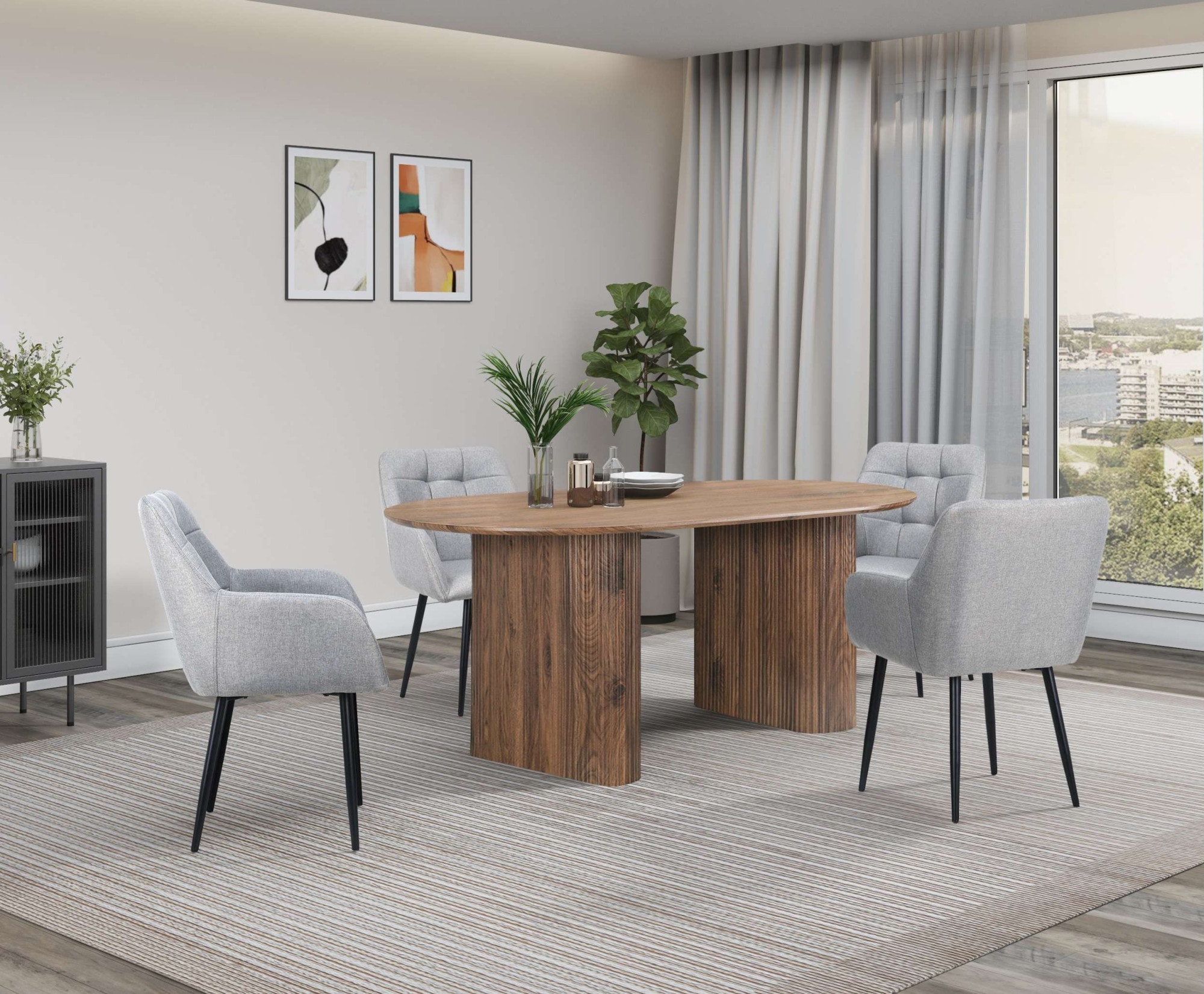 GOODproduct Esstisch »Bostonia« ovaler Esstisch, Beine mit Rillenstruktur, pflegeleicht, Höhe 76 cm