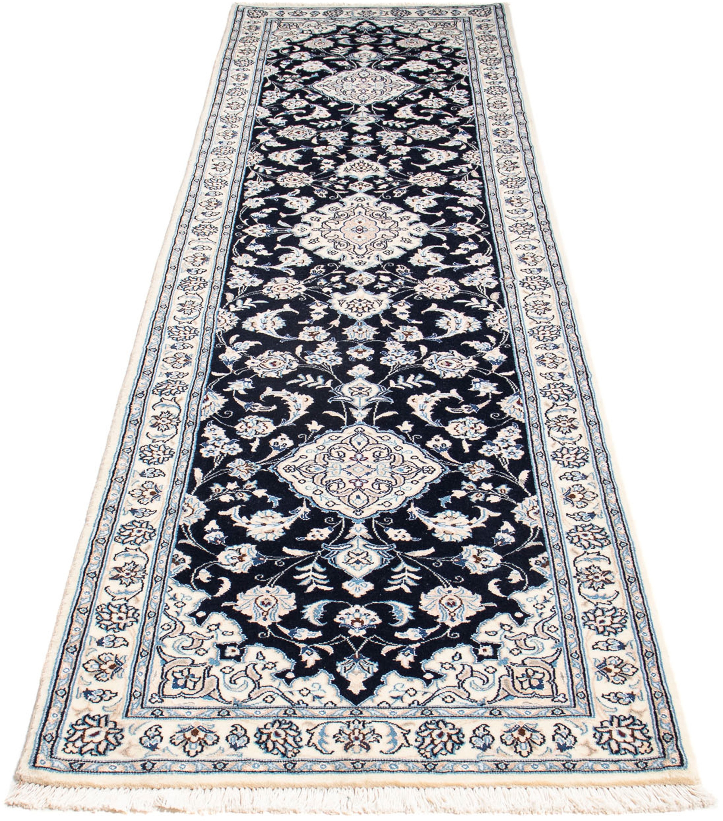 Image of morgenland Orientteppich »Perser - Nain - Royal - 295 x 78 cm - dunkelblau«, rechteckig, 10 mm Höhe, Wohnzimmer, Handgeknüpft, Einzelstück mit Zertifikat bei Ackermann Versand Schweiz