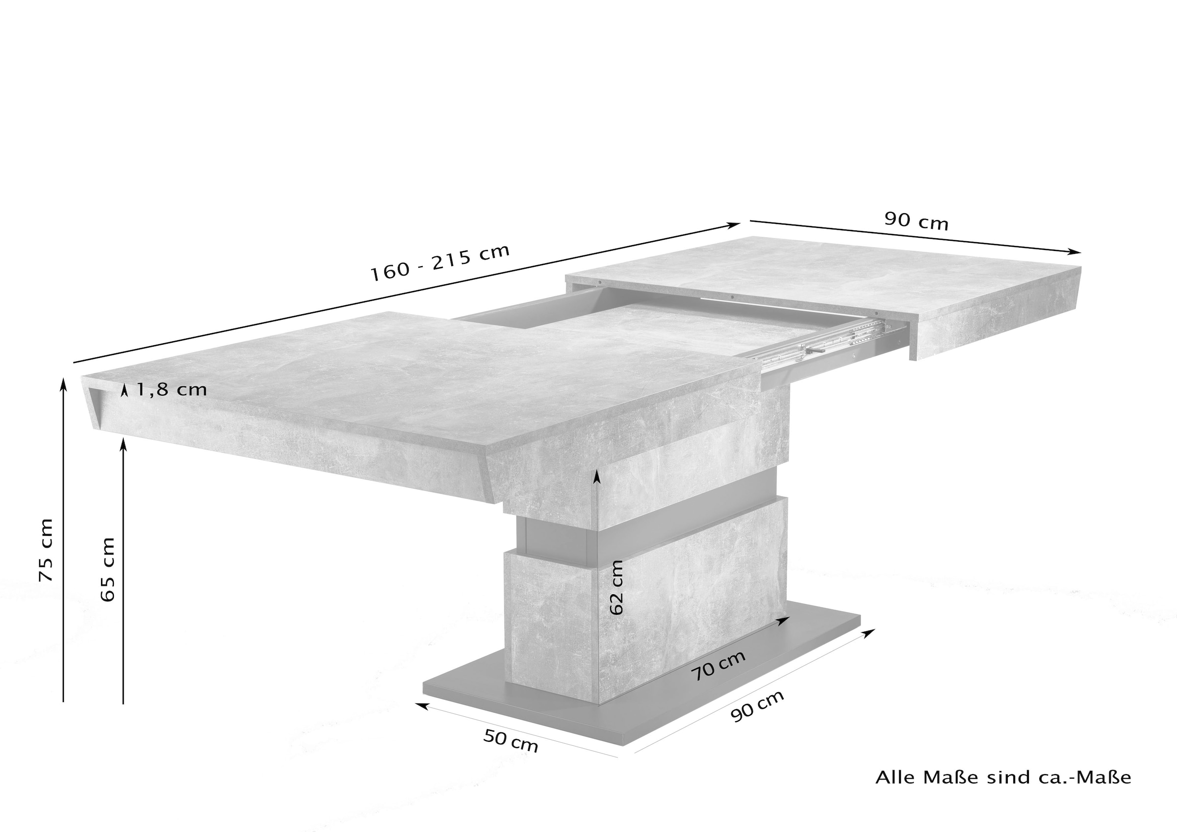 byLIVING Esstisch »Matthew«, mit Auszugsfunktion, Breite 140-195 cm oder 160-215 cm