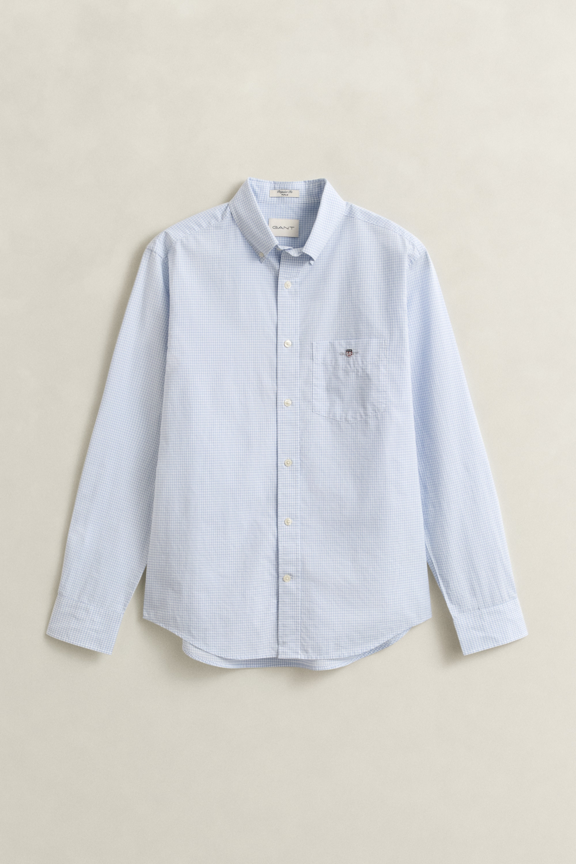 Gant Chemise à manches longues »REG CLASSIC POPLIN GINGHAM SHIRT« avec broderie logo, popeline de coton