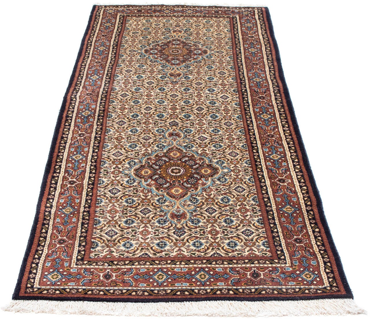 Image of morgenland Hochflor-Läufer »Moud Medaillon Beige 195 x 80 cm«, rechteckig, 1 mm Höhe, Handgeknüpft bei Ackermann Versand Schweiz