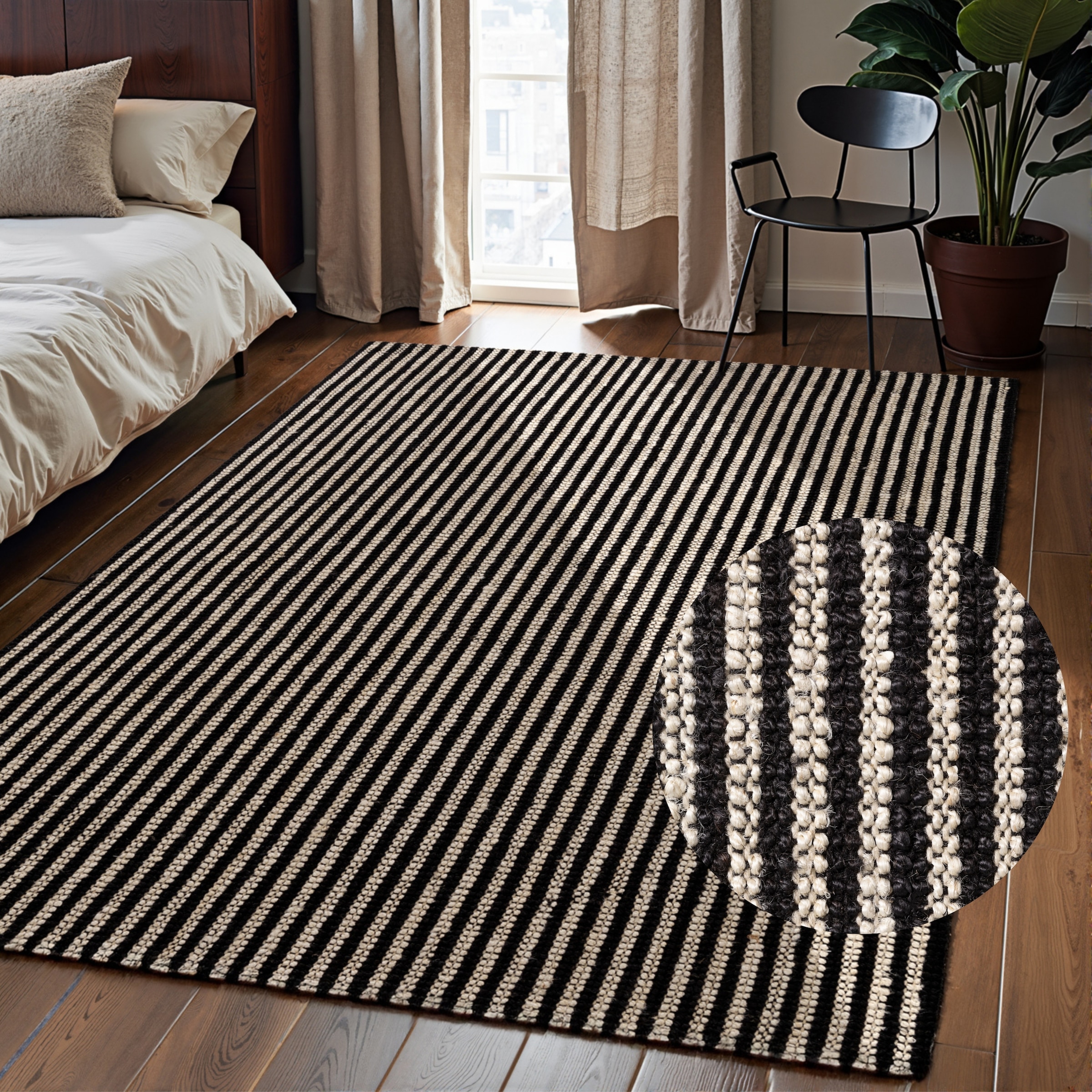 Image of ELLE DECORATION Teppich "Juteteppich Ebony" rechteckig 10 mm Höhe Jute, Natur, Wohnzimmer, Esszimmer, Schlafzimmer, Flur, Modern, Boho