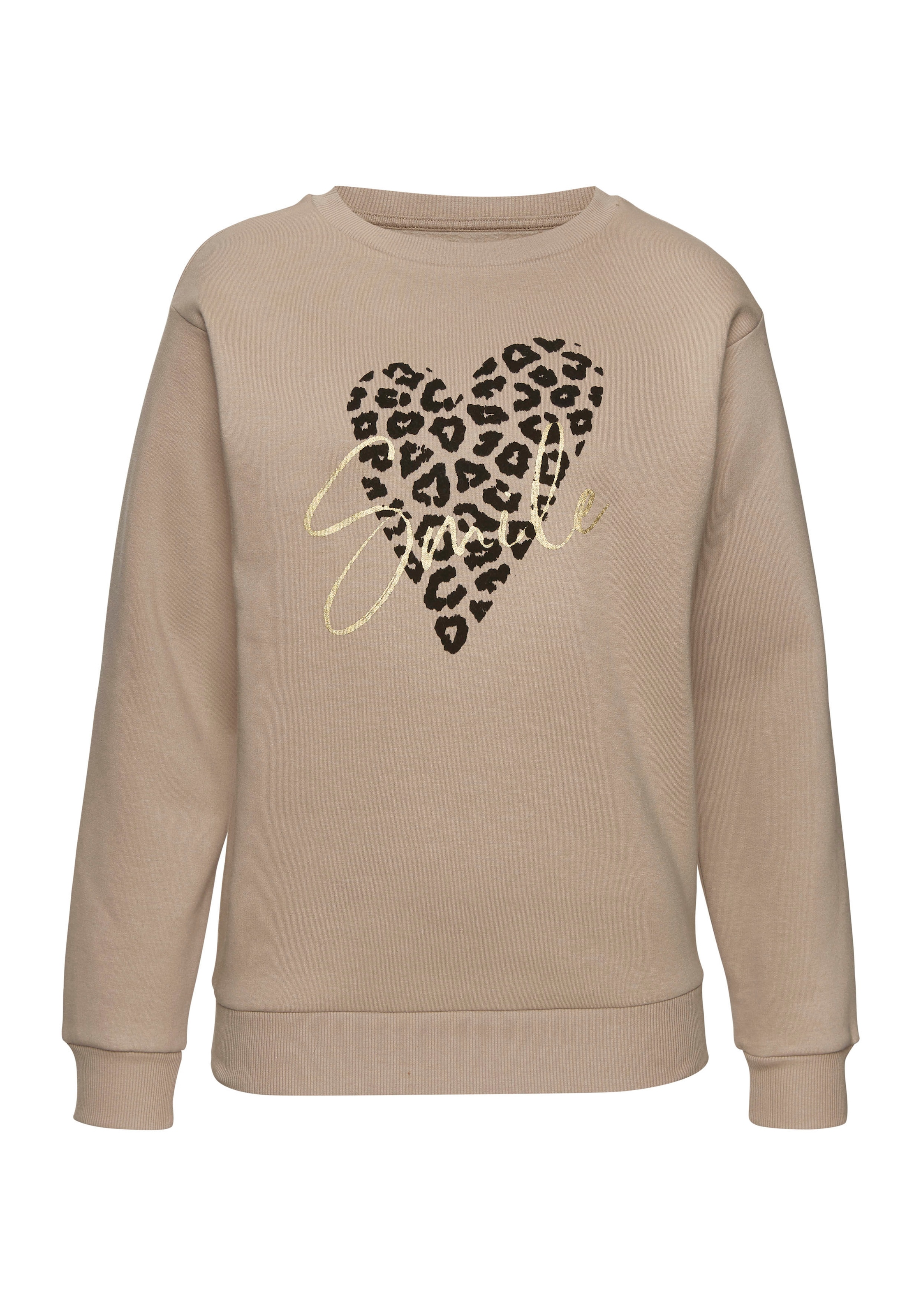 LASCANA Sweatshirt, Loungehirt mit Herz-Leo-Druck, Loungewear