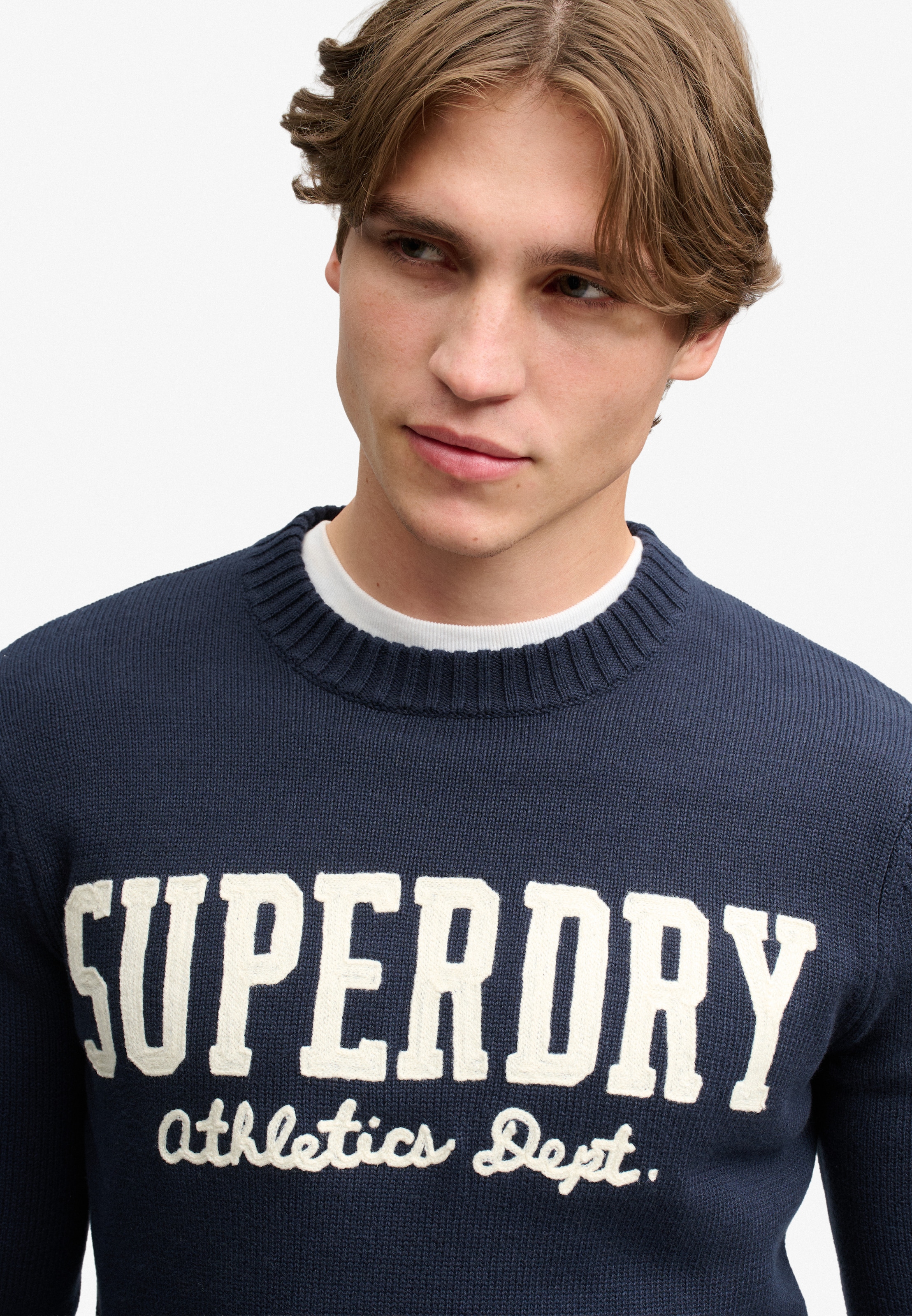 Superdry Rundhalspullover »APPLIQUE GRAPHIC JUMPER« Baumwolle, slim fit
