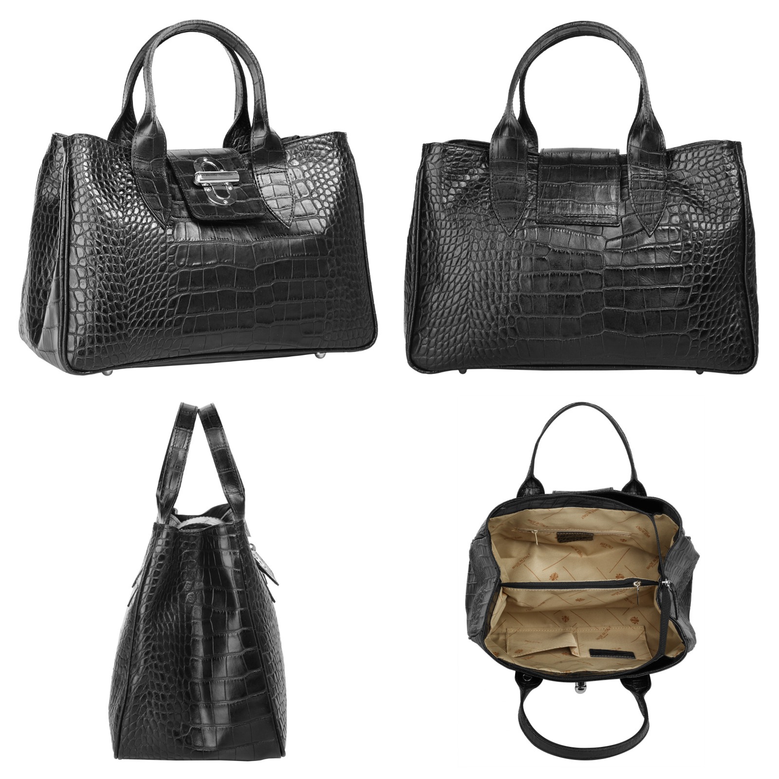 Cluty Henkeltasche echt Leder, Made in Italy