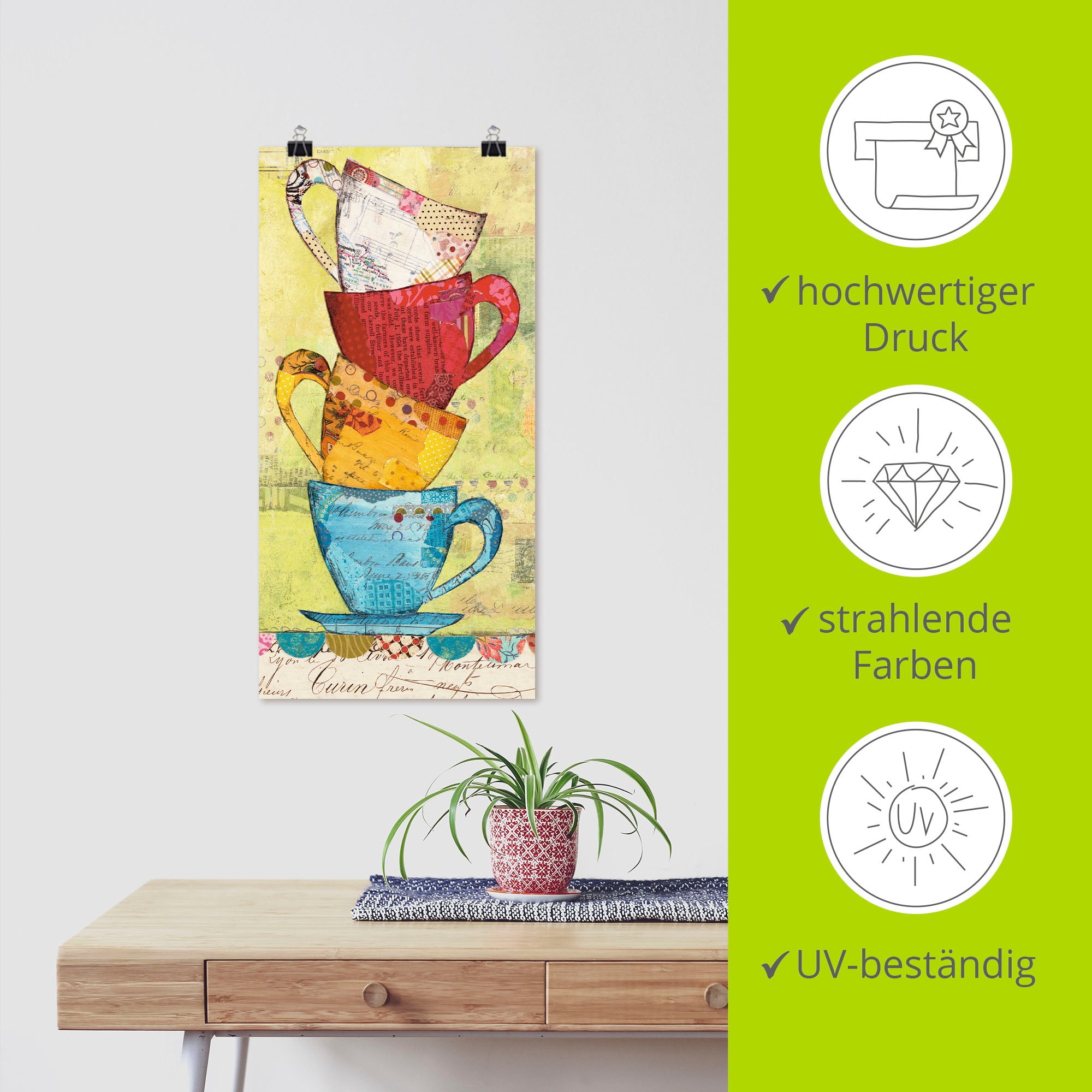 Artland Wandbild »Komm zum Kaffee«, Geschirr & Besteck, (1 St.), als Leinwandbild, Poster, Wandaufkleber in verschied. Grössen