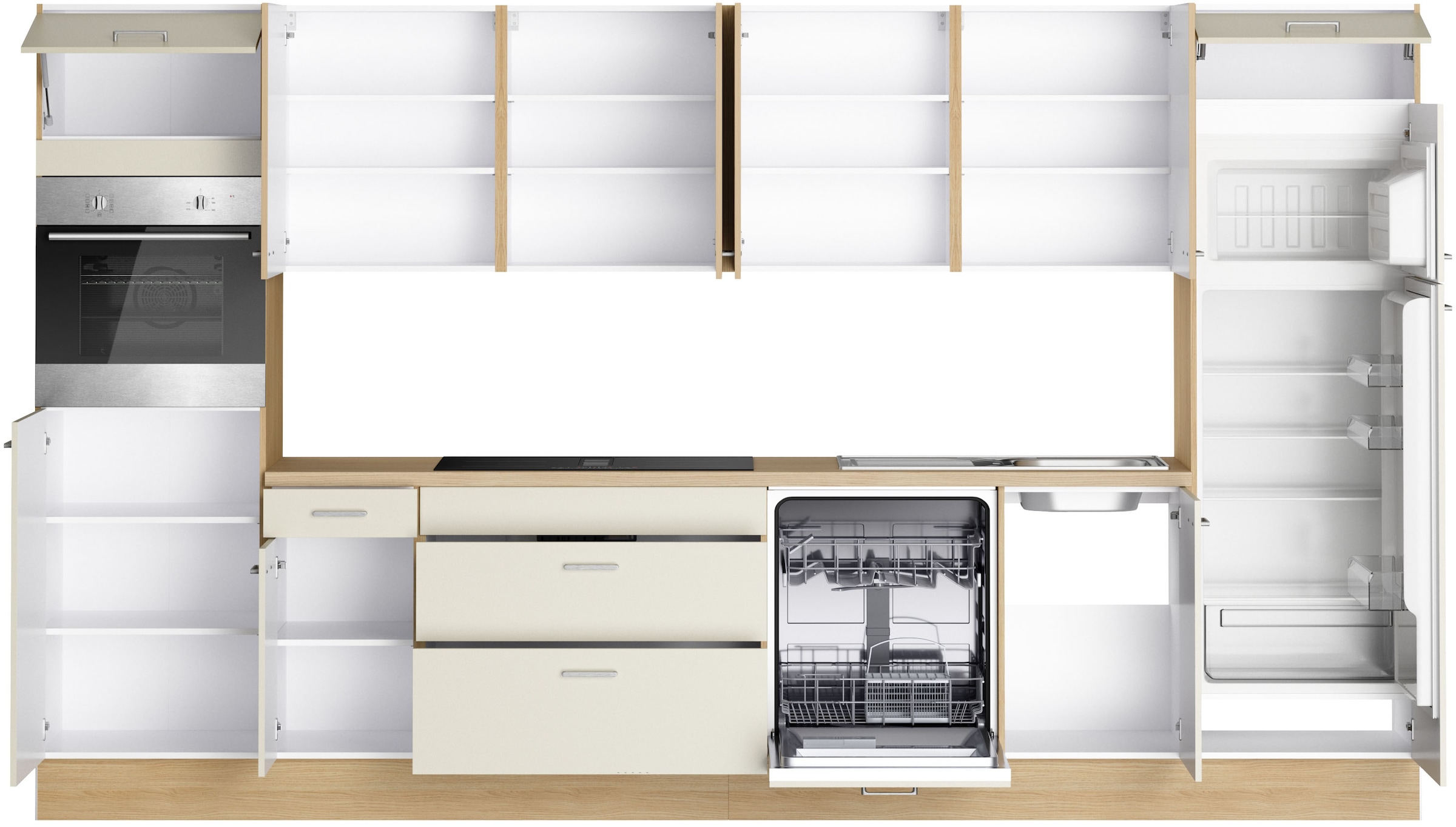 KOCHSTATION Kitchenette »KS-Lucy« Breite 360 cm, Soft-Close, inkl. Zubehör, wahlweise mit E-Geräten