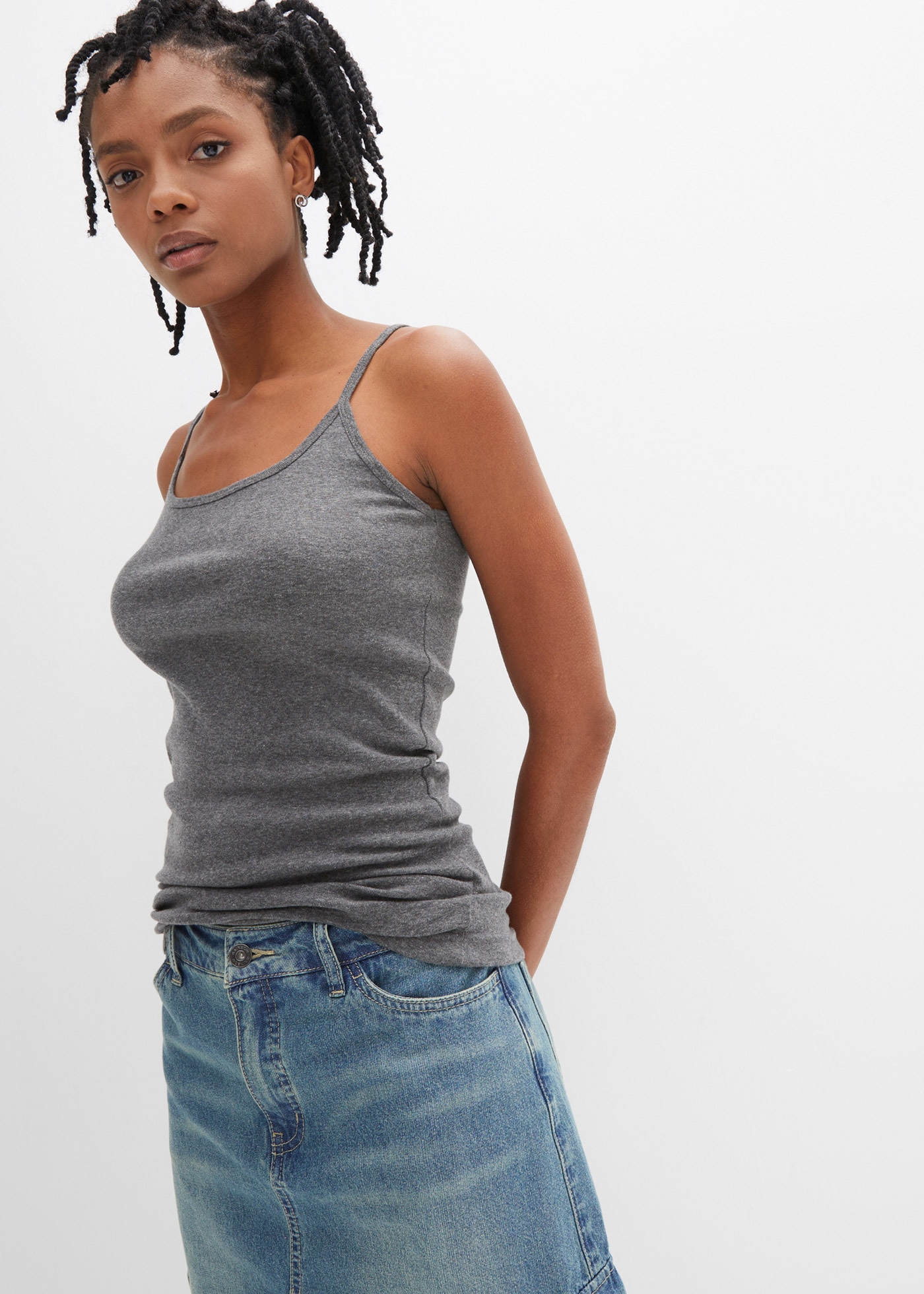 bonprix Spaghettitop »Spaghettiträger-Top aus reiner Baumwolle, 2er Pack« Packung, 2, 2 Stk. Spaghettiträger-Top aus reiner Baumwolle, 2er Pack