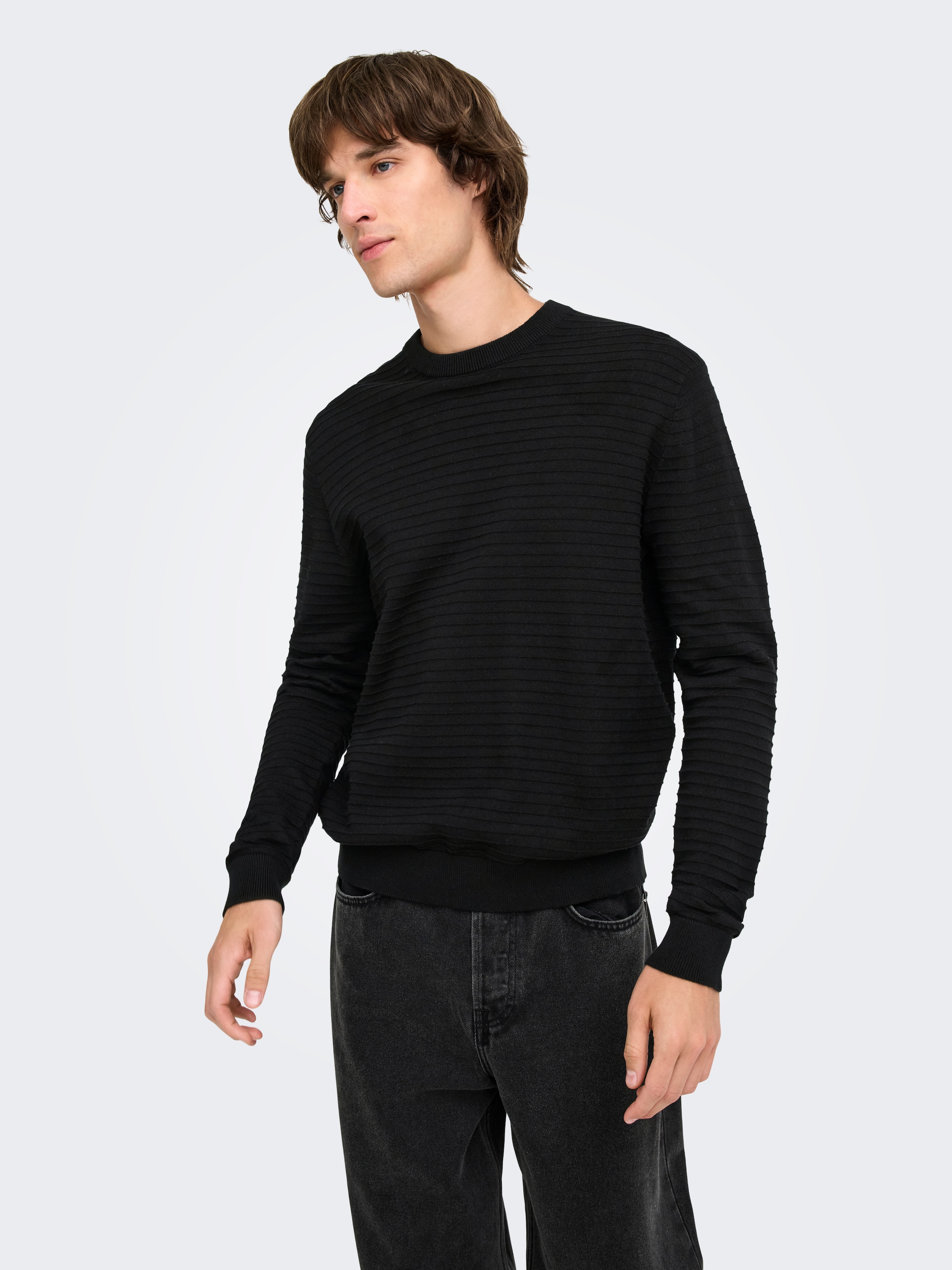 ONLY & SONS »ONSSTORM LS CREW KNIT OTL« coton, coupe régulière