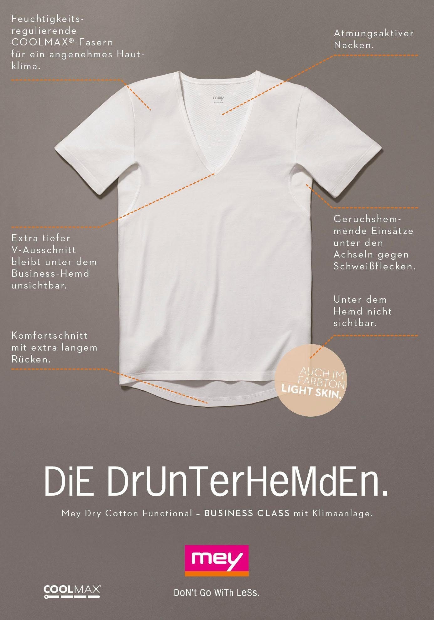 Mey Unterziehshirt »DRY COTTON FUNCTIONAL«, Kurzarm, tiefem V-Ausschnitt, Single Jersey, mit extra-langem Rücken