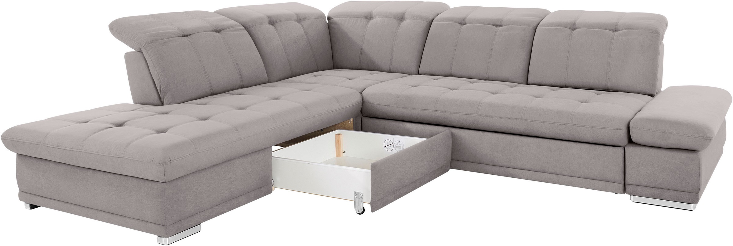 COTTA Ecksofa »Holiday L-Form mit Sitztiefen-, Armteil- und Kopfteilverstellung«, wahlweise mit Bettfunktion & Bettkasten