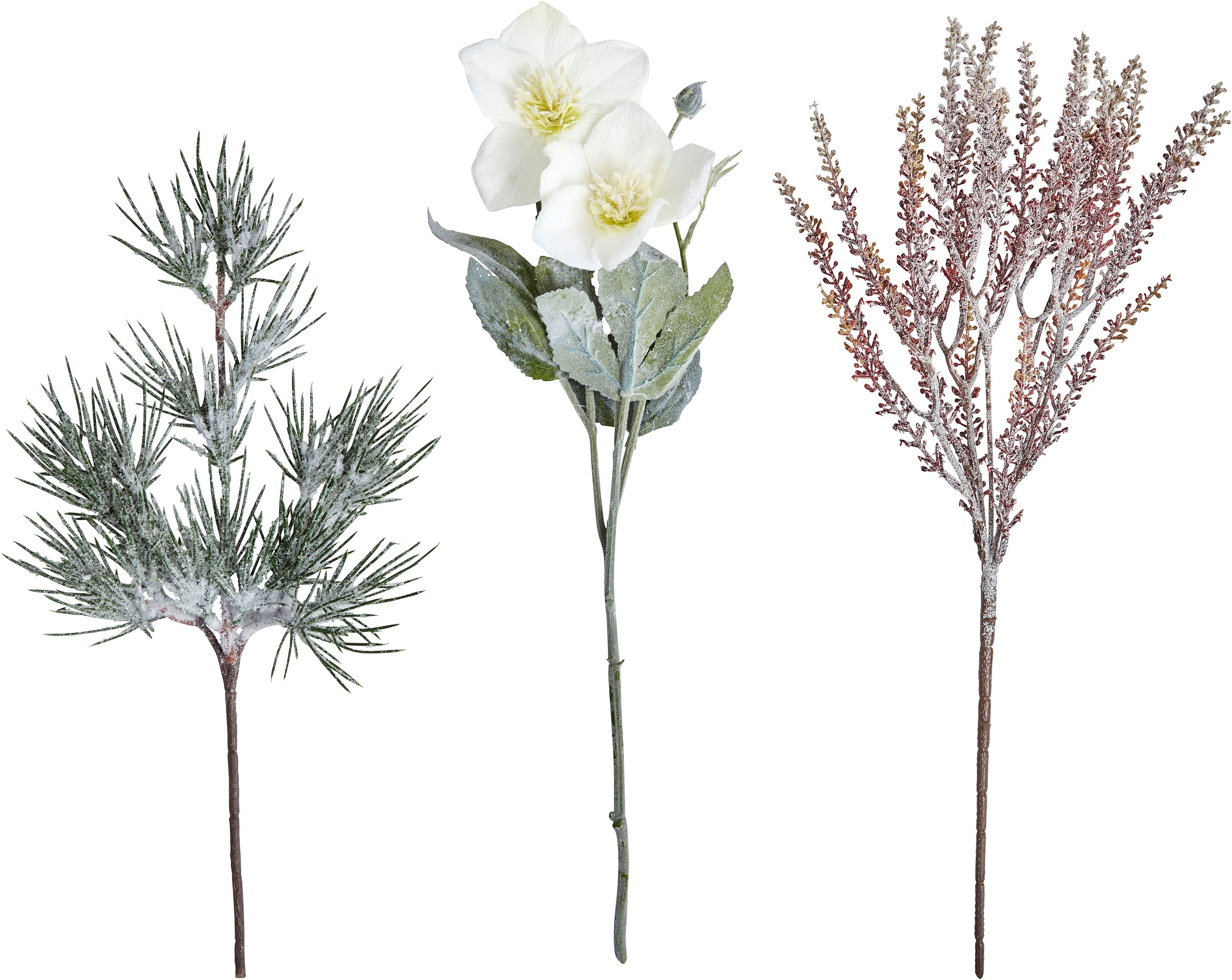Image of Guido Maria Kretschmer Home&Living Kunstzweig, (Set, 3 St.), inkl. 3 versch. Kunstzweige: Christrosen-, Kiefern- und Beerenzweig bei Ackermann Versand Schweiz