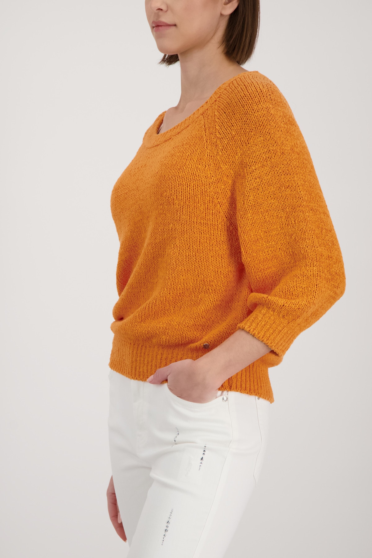 Monari Strickpullover »Pullover Basic Bändchen« Regular fit aus Bändchengarn