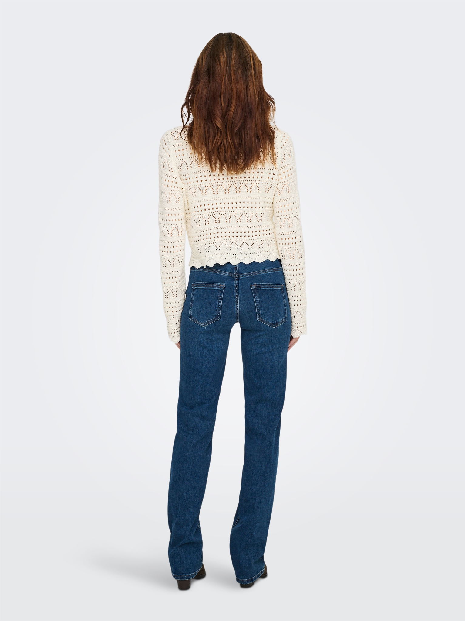 ONLY Strickpullover »ONLELKE LIFE LS PULLOVER KNT NOOS« Lochstickerei, verkürzte Form