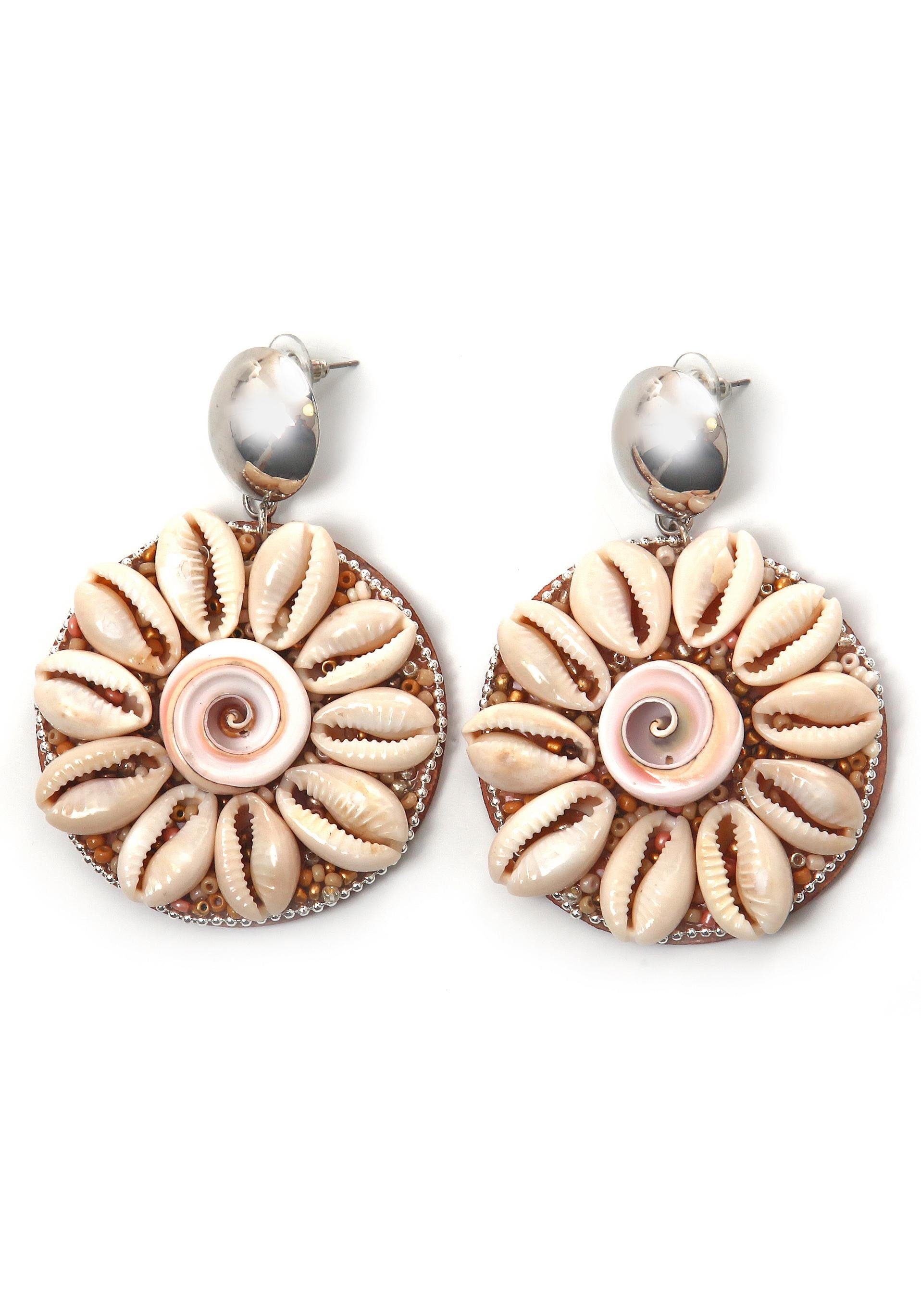 Paar Ohrstecker »in runder Form, mit Muscheln, Strandurlaub«