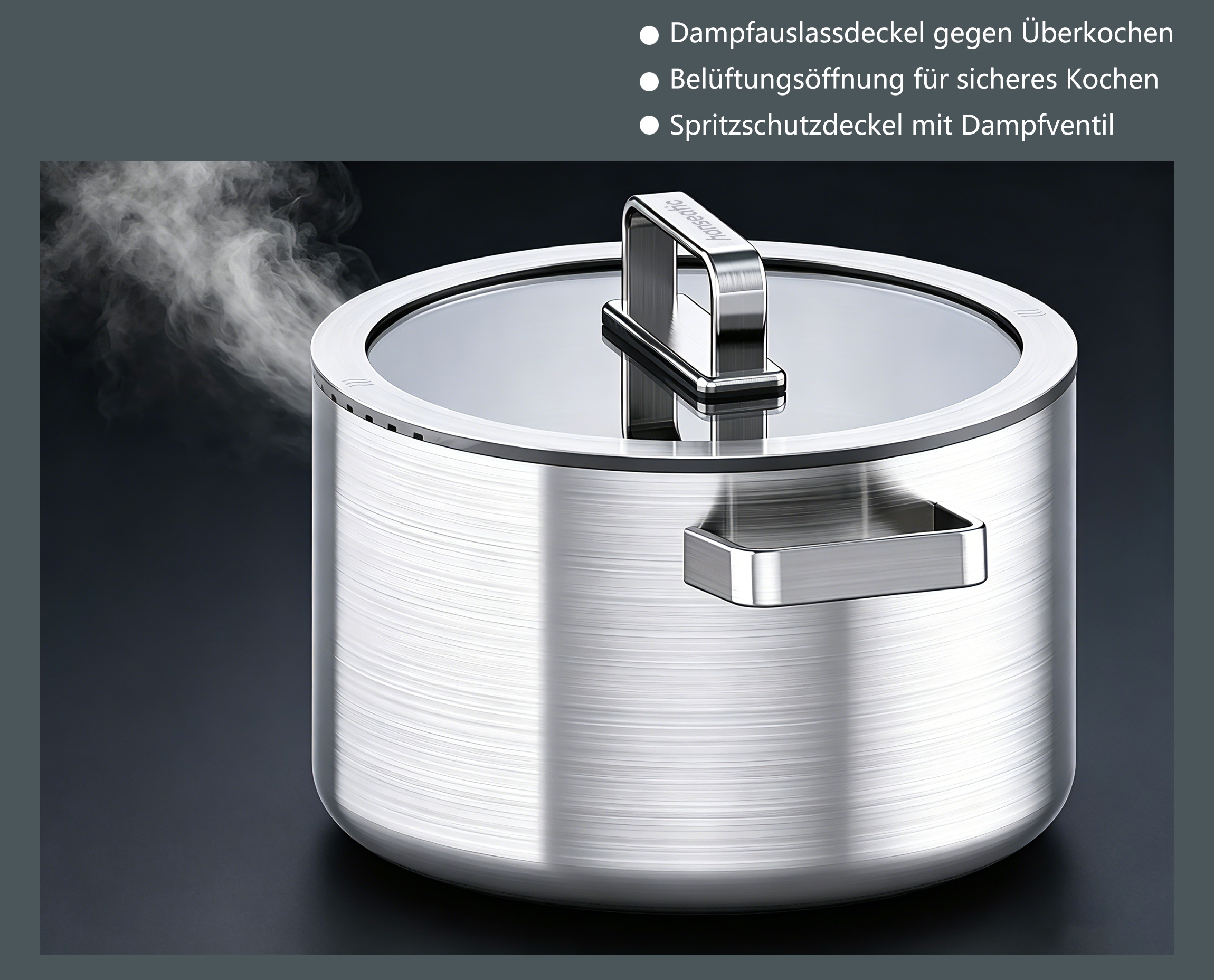 Hanseatic Topf-Set »PREMIUM« Set, Kochtopf 1x 16 cm / 1x 20 cm / 1x 24 cm, 6 tlg. Edelstahl