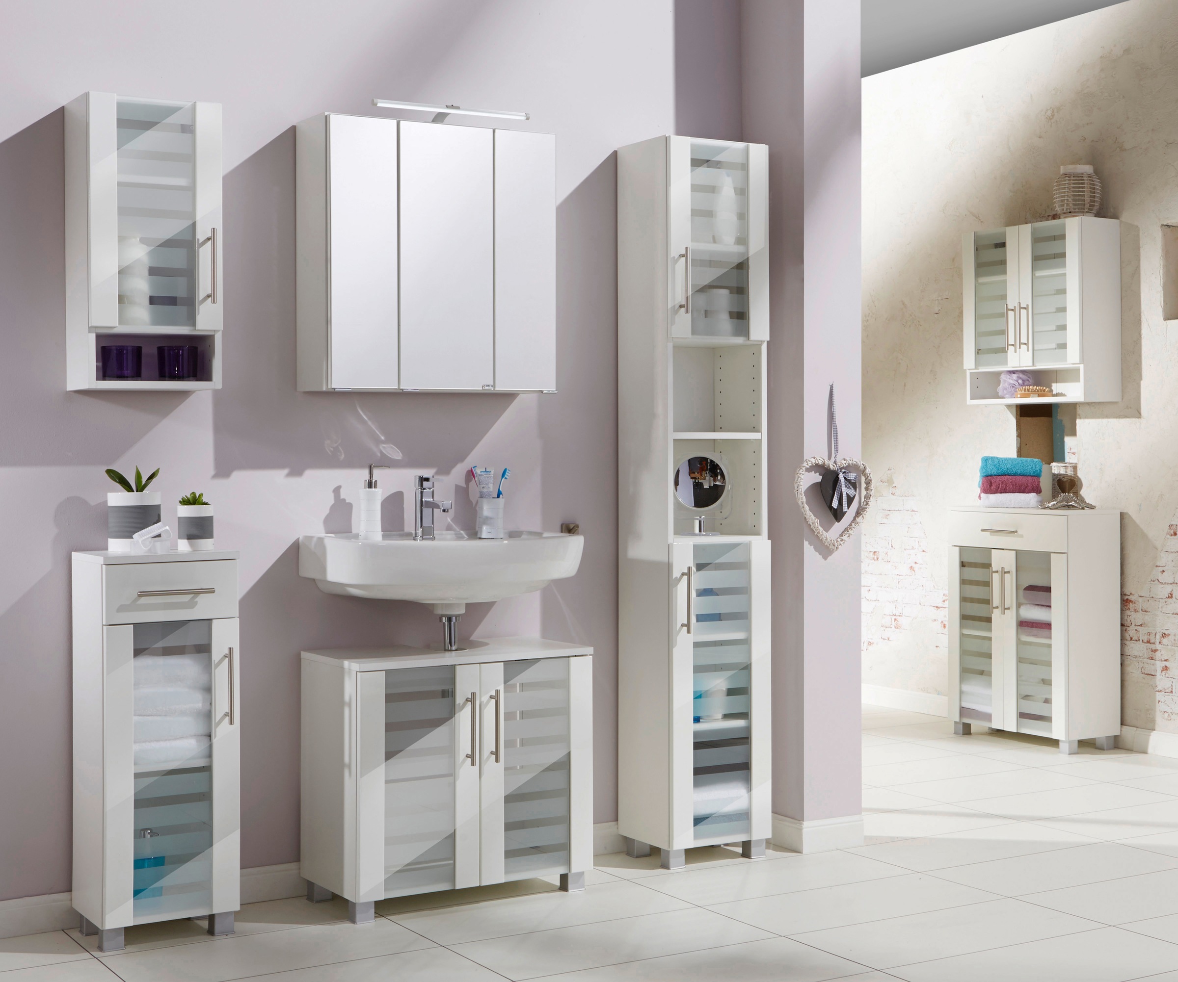 welltime Armoire sous lavabo »Jaca« largeur 60 cm, avec façades MDF laquées brillantes