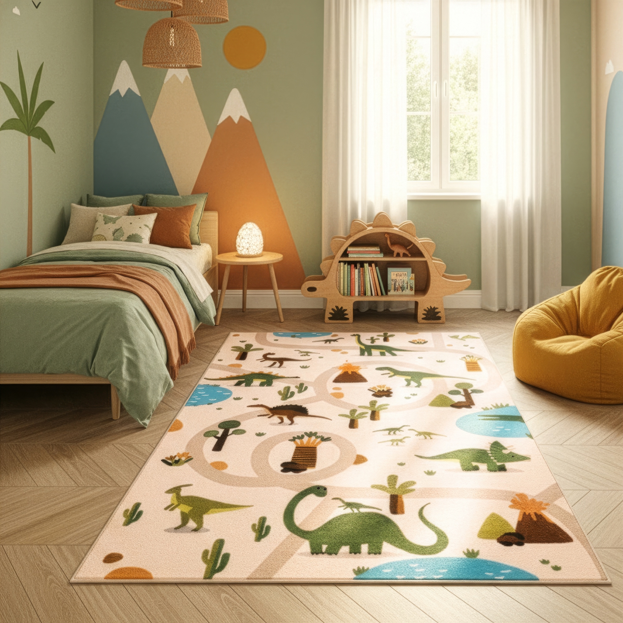 Image of Ayyildiz Teppiche Kinderteppich "COCO 1131, auch in rund erhältlich" rechteckig 8 mm Höhe Waschbar bei 30 C, rutschhemmend, OEKO-TEX zertifiziert, Dinosaurier