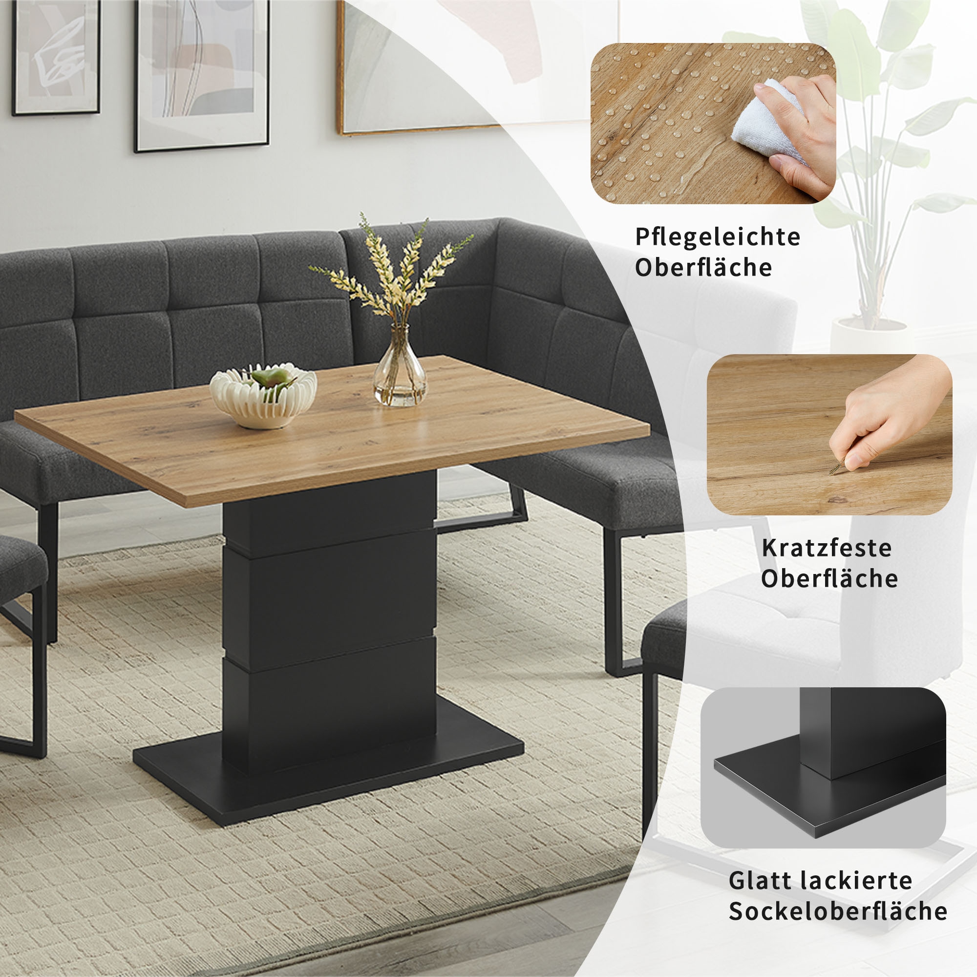 GOODproduct Eckbankgruppe »Geranie, Sitzgruppe, Eckbank inkl. Stauraum, Esstisch, 2 Freischwinger« Set, Eckbank inkl. Stauraum wahlweise links und rechts montierbar, 4 tlg. tlg. Eckbank inkl. Stauraum wahlweise links oder rechts montierbar