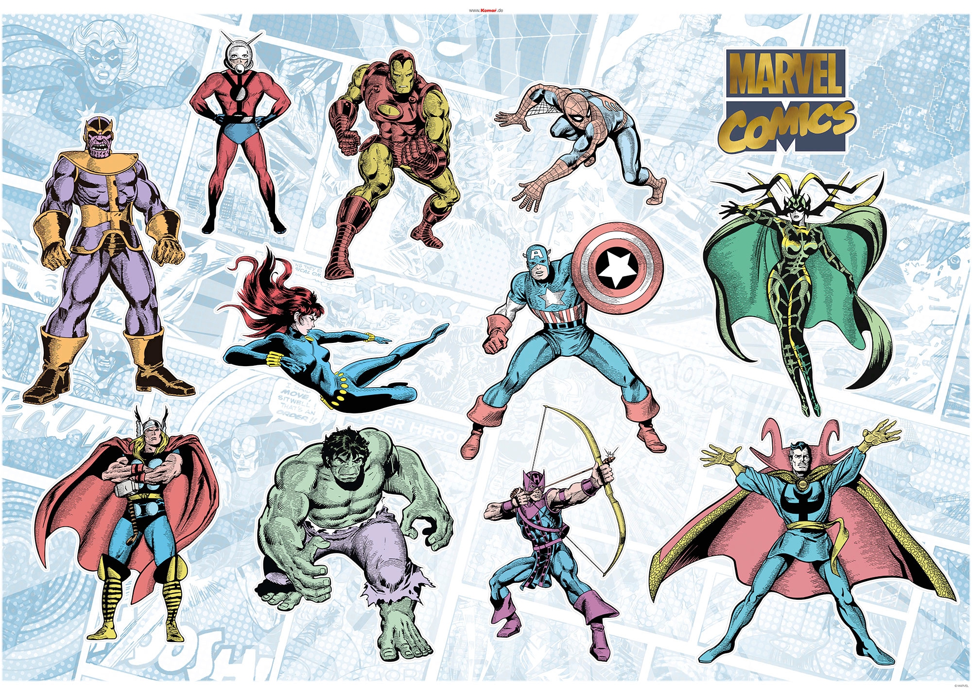 Komar Wandtattoo »Marvel Comics Collection«, (11 St.), 100x70 cm (Breite x  Höhe), selbstklebendes Wandtattoo Découvrir sur