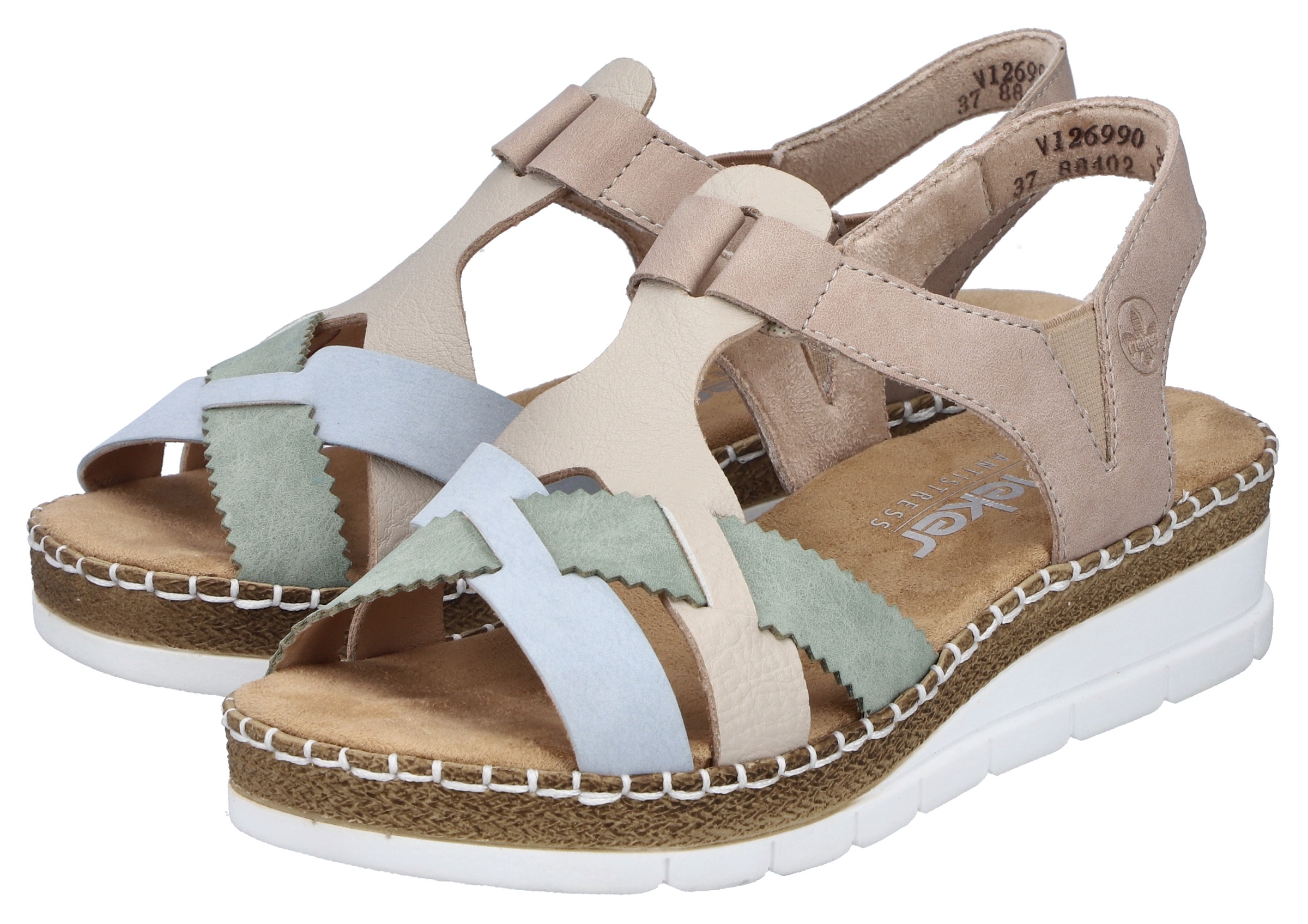 Rieker Sandale  chaussure d'été, sandale compensée, chaussure à enfiler avec élastique