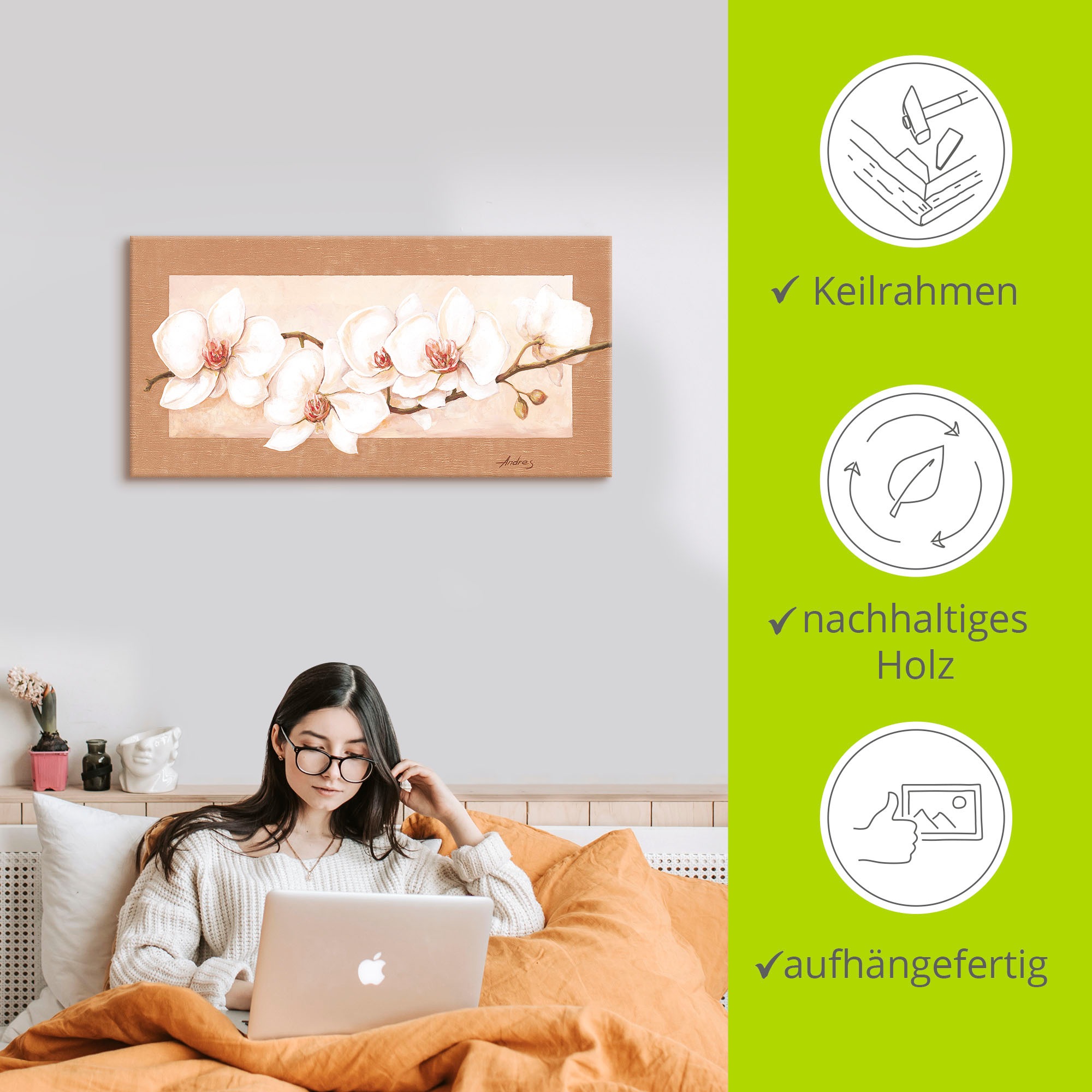 Artland Wandbild »Orchideenzweig«, Blumenbilder, (1 St.), als Alubild, Outdoorbild, Leinwandbild in verschied. Grössen