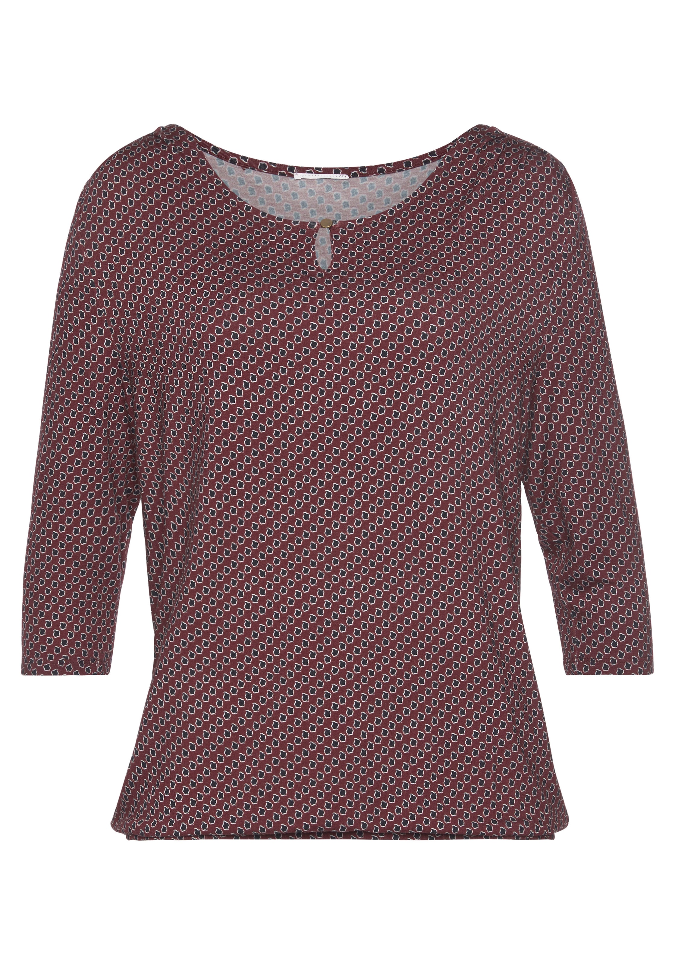 Vivance Rundhalsshirt »mit goldfarbenem Zierknopf am Ausschnitt«, (2er-Pack), aus weichem Viskose-Stretch