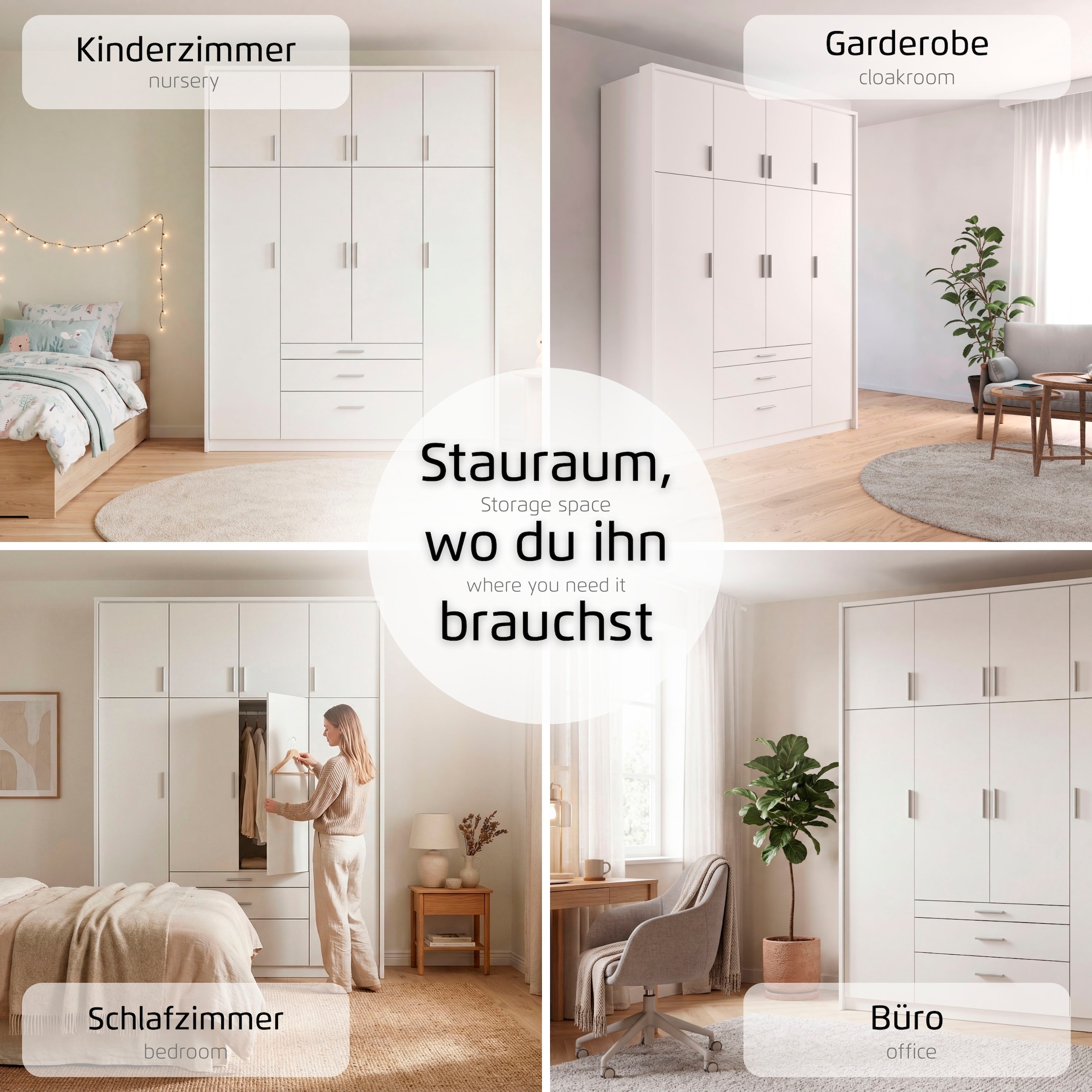 rauch Kleiderschrank »Schrank Drehtürenschrank Garderobe Ankleide Schlafzimmer HILDESHEIM« Breiten: 185/275 cm, Höhe 231 cm,  oberste Schublade mit praktischer Facheinteilung MADE IN GERMANY