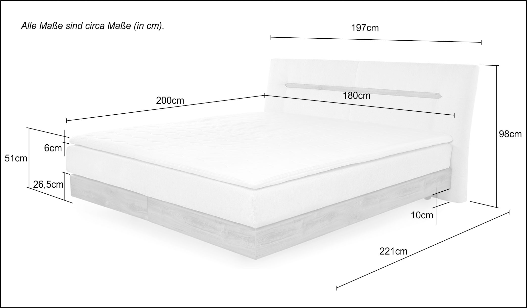 Jockenhöfer Gruppe Lit boxspring »Hetty erhältlich in der Grösse 180x200cm« aspect flottant, matelas 7 zones, surmatelas, plusieurs degrés de fermeté au choix