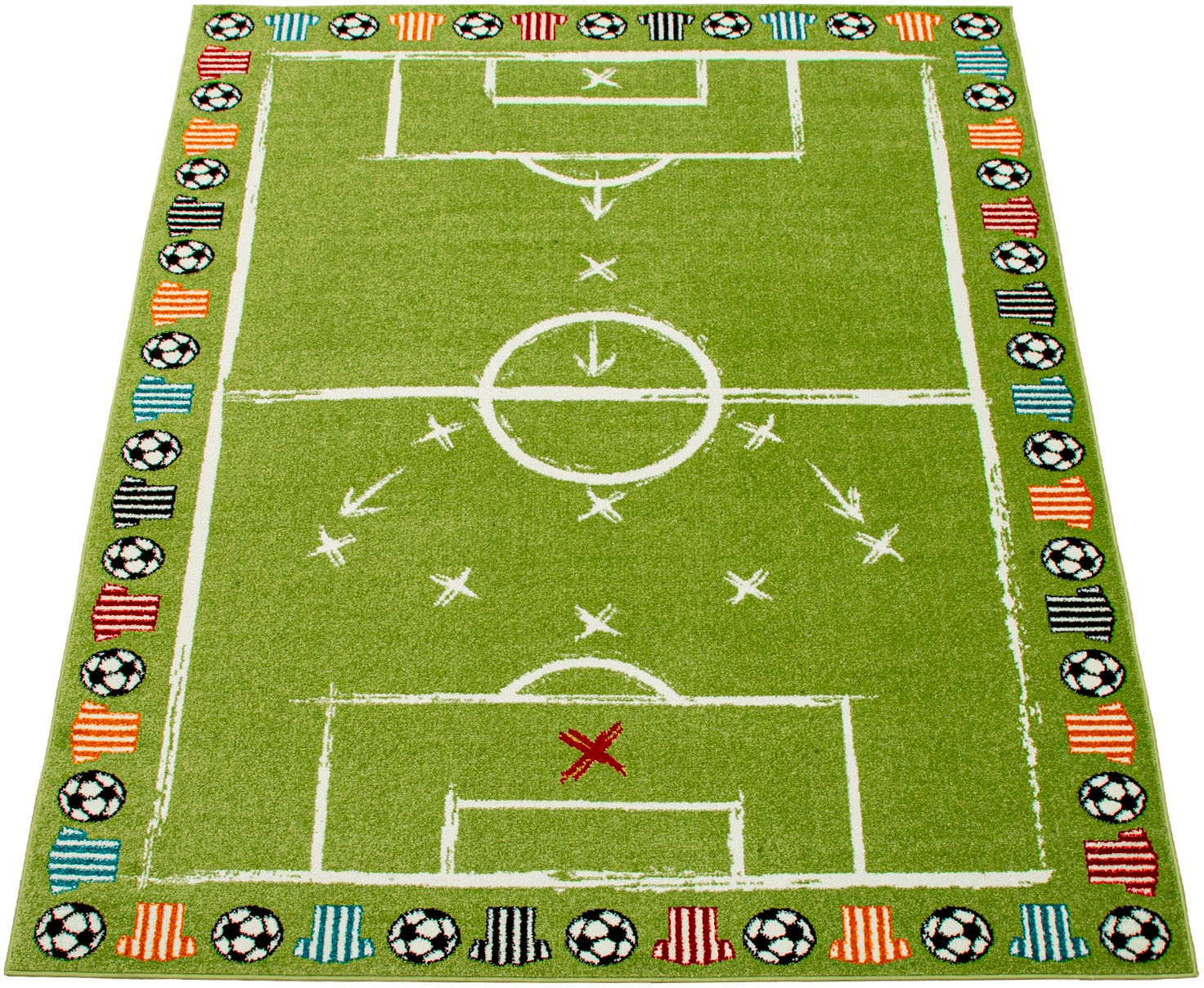 Image of Paco Home Kinderteppich »Alma 974«, rechteckig, 14 mm Höhe, Spiel-Teppich, Kurzflor, Motiv Fussballfeld, Kinderzimmer bei Ackermann Versand Schweiz