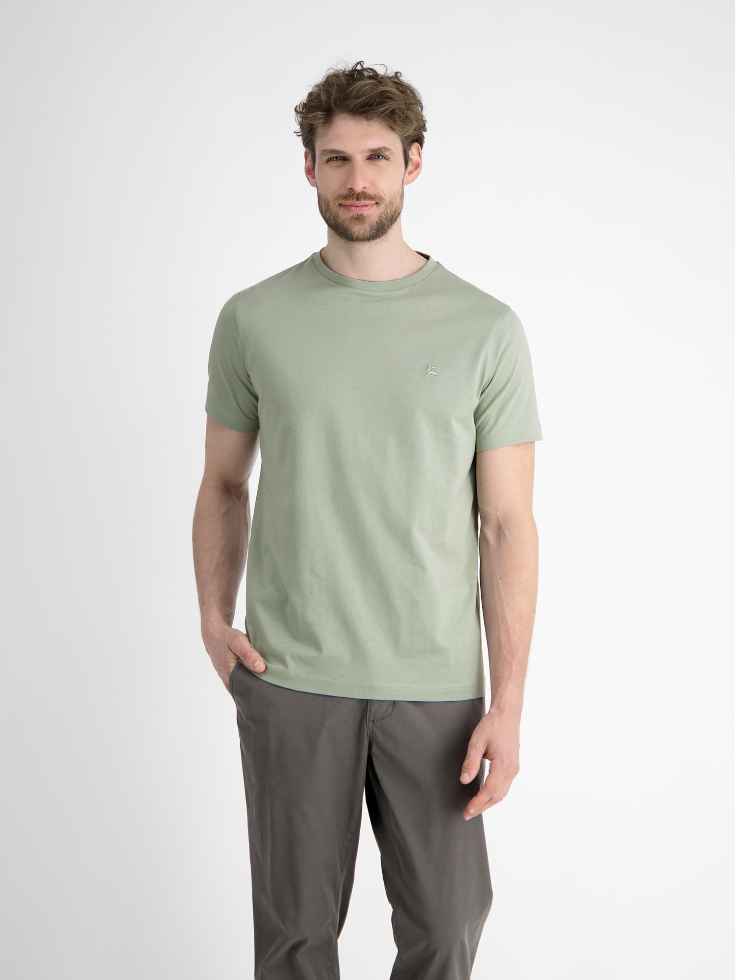 Image of LERROS T-Shirt "Basic T-Shirt mit Logostitch, unifarben"