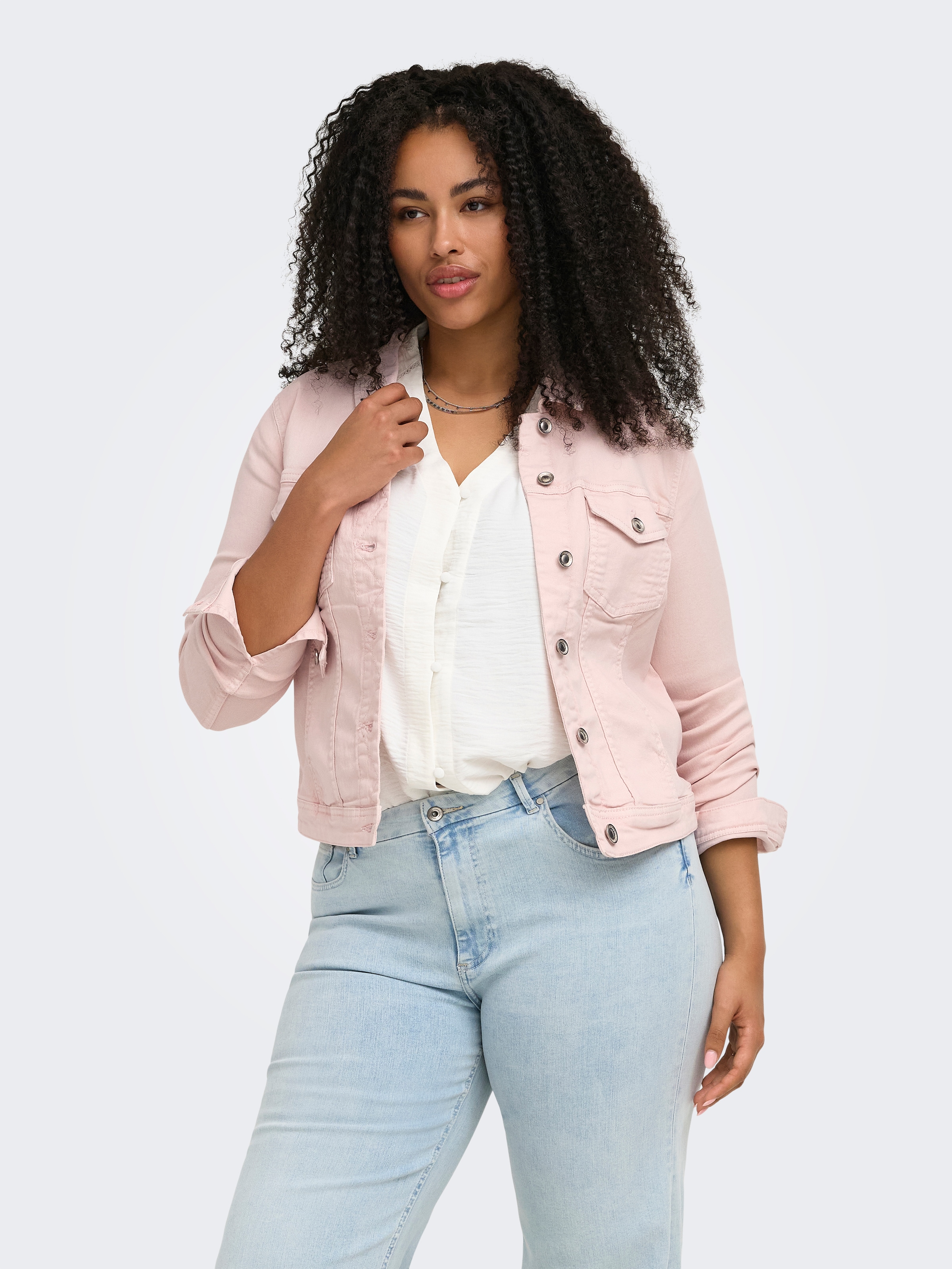 Image of ONLY CARMAKOMA Jeansjacke "CARWESPA COLOUR DENIM JACKET DNM" Baumwollmischung