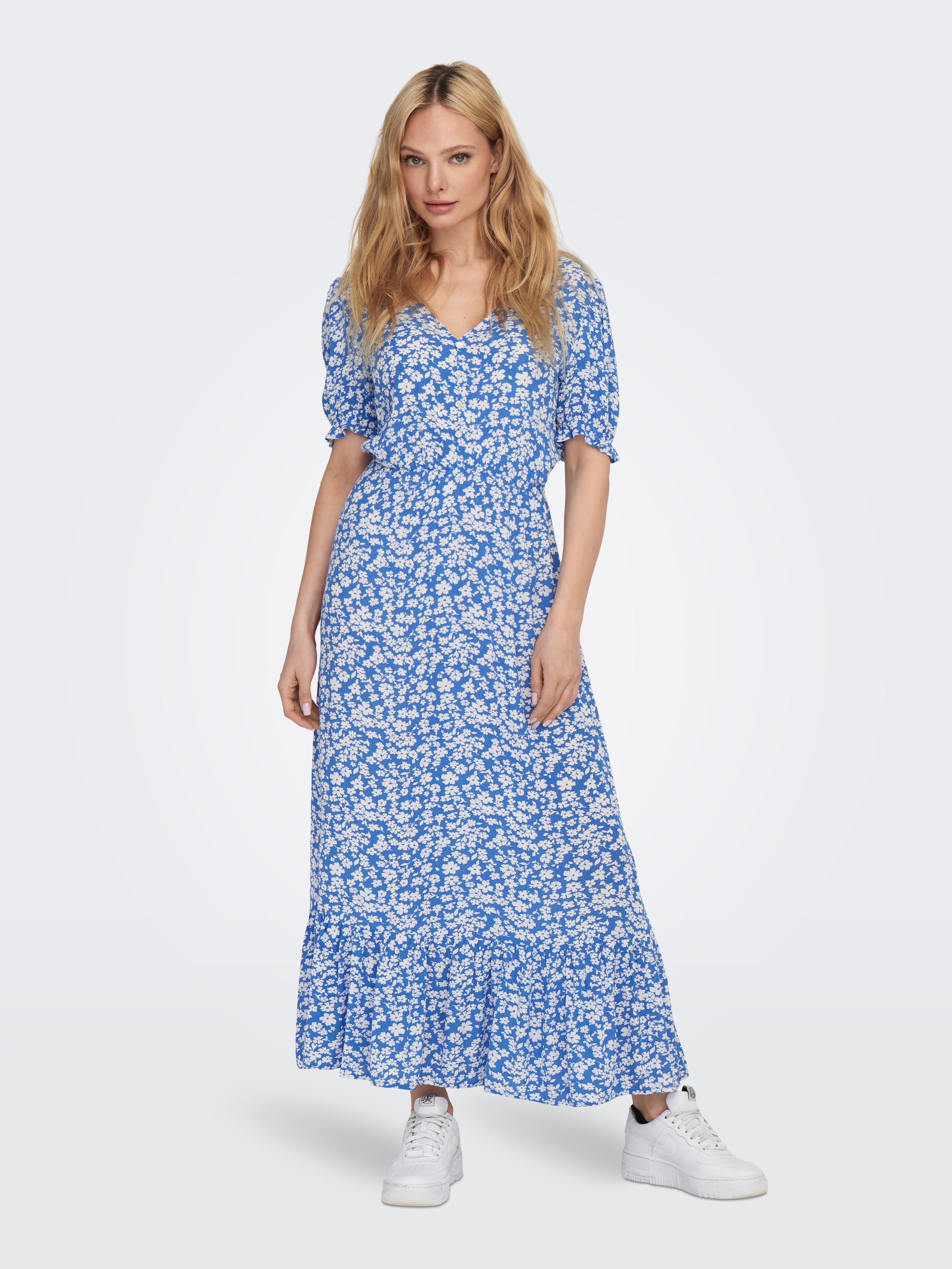ONLY Maxikleid »ONLCHIANTI S/S LONG DRESS WVN NOOS« Viskose, regular fit, elastische Taille