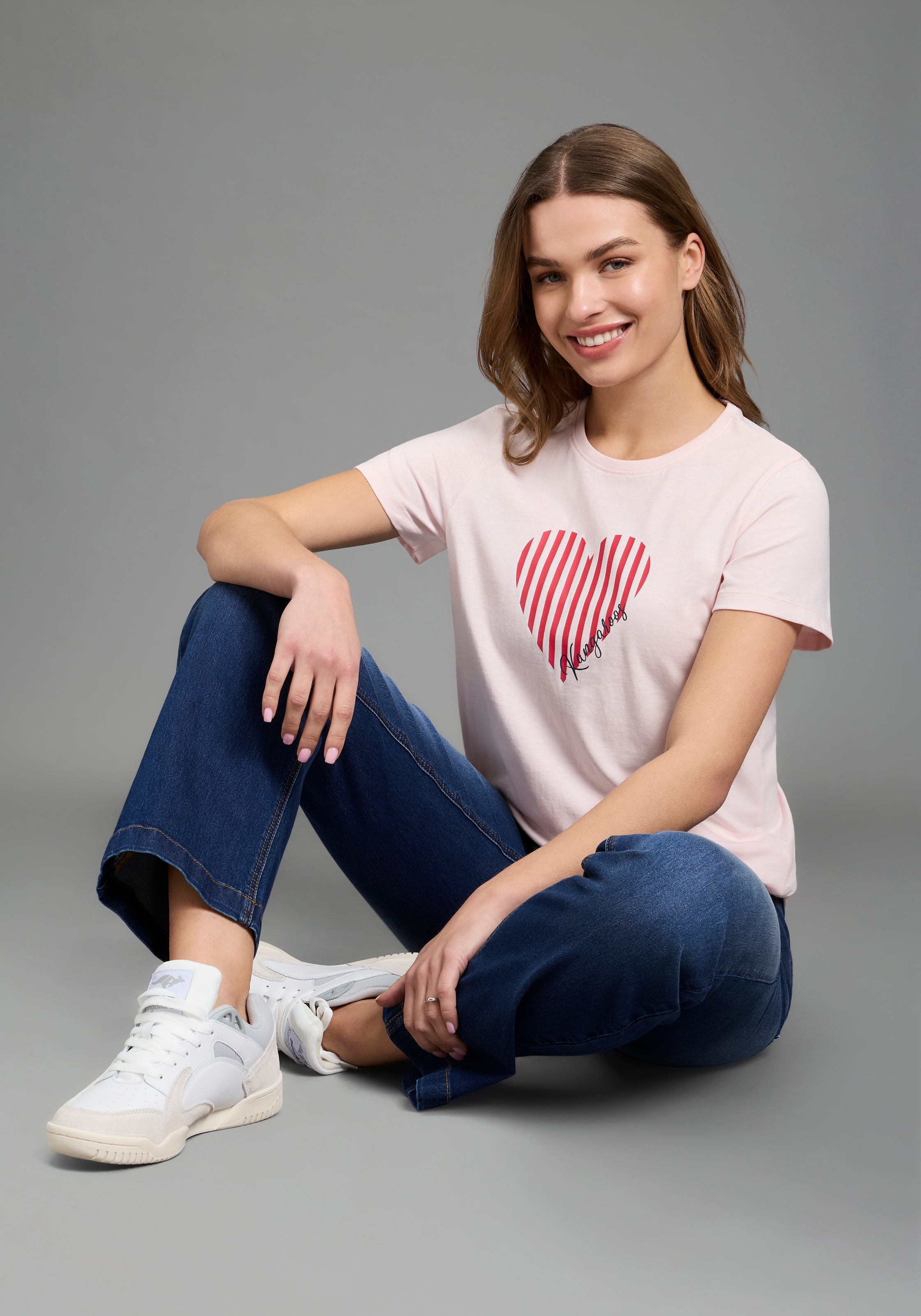 KangaROOS T-Shirt schmale Passform, Kurzarm, Rundhalsausschnitt, aus Single Jersey