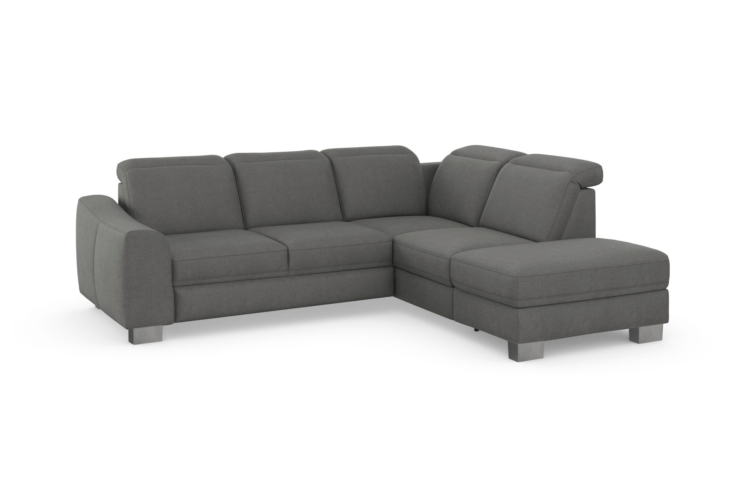 sit&more Ecksofa »Dundee L-Form«, mit Federkern und Edelstahlfüssen, wahlweise mit Kopfteilverstellung