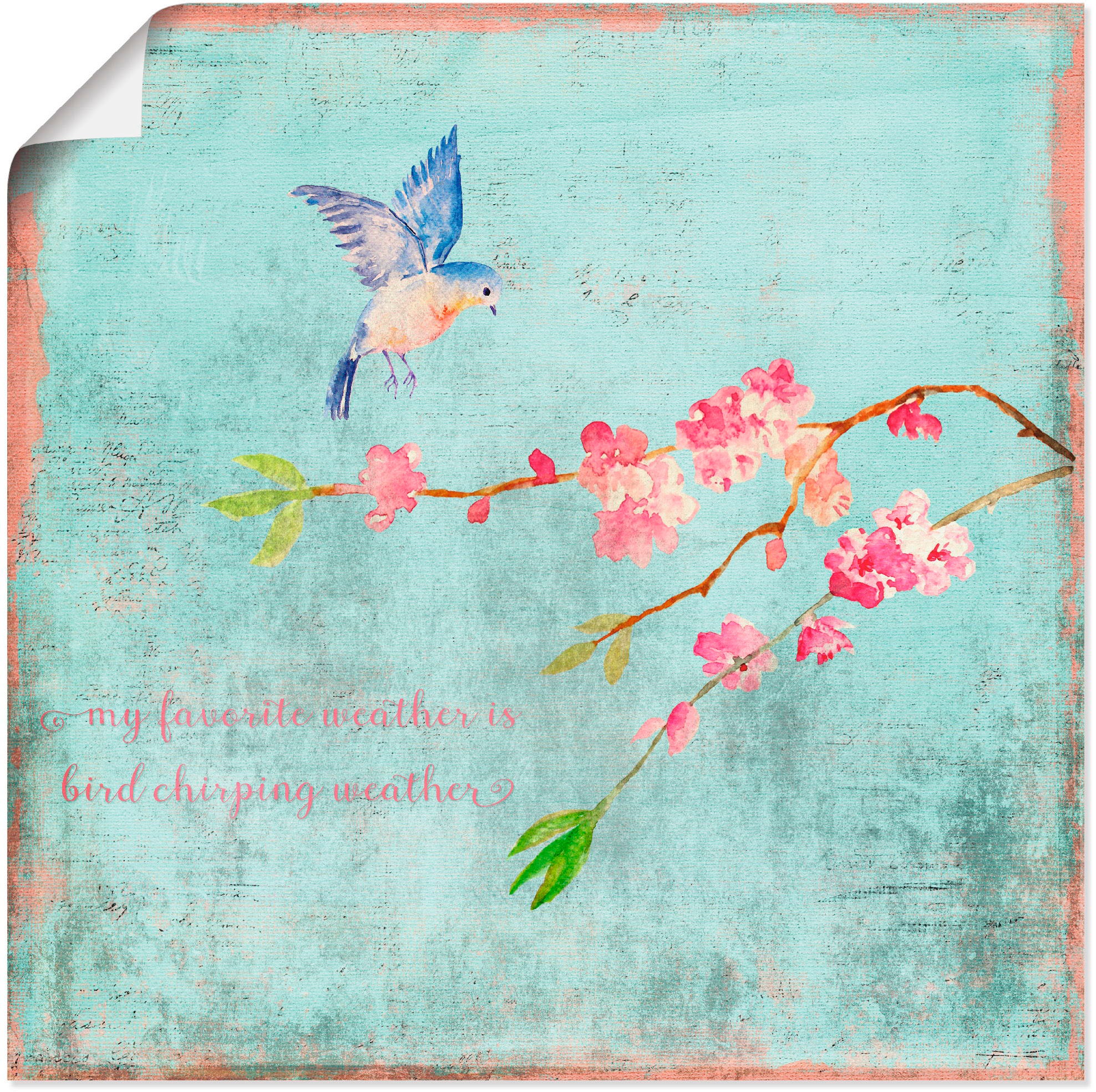 Image of Artland Wandbild »Vogelgezwitscherwetter«, Sprüche & Texte, (1 St.), in vielen Grössen & Produktarten - Alubild / Outdoorbild für den Aussenbereich, Leinwandbild, Poster, Wandaufkleber / Wandtattoo auch für Badezimmer geeignet bei Ackermann Versand Schwei