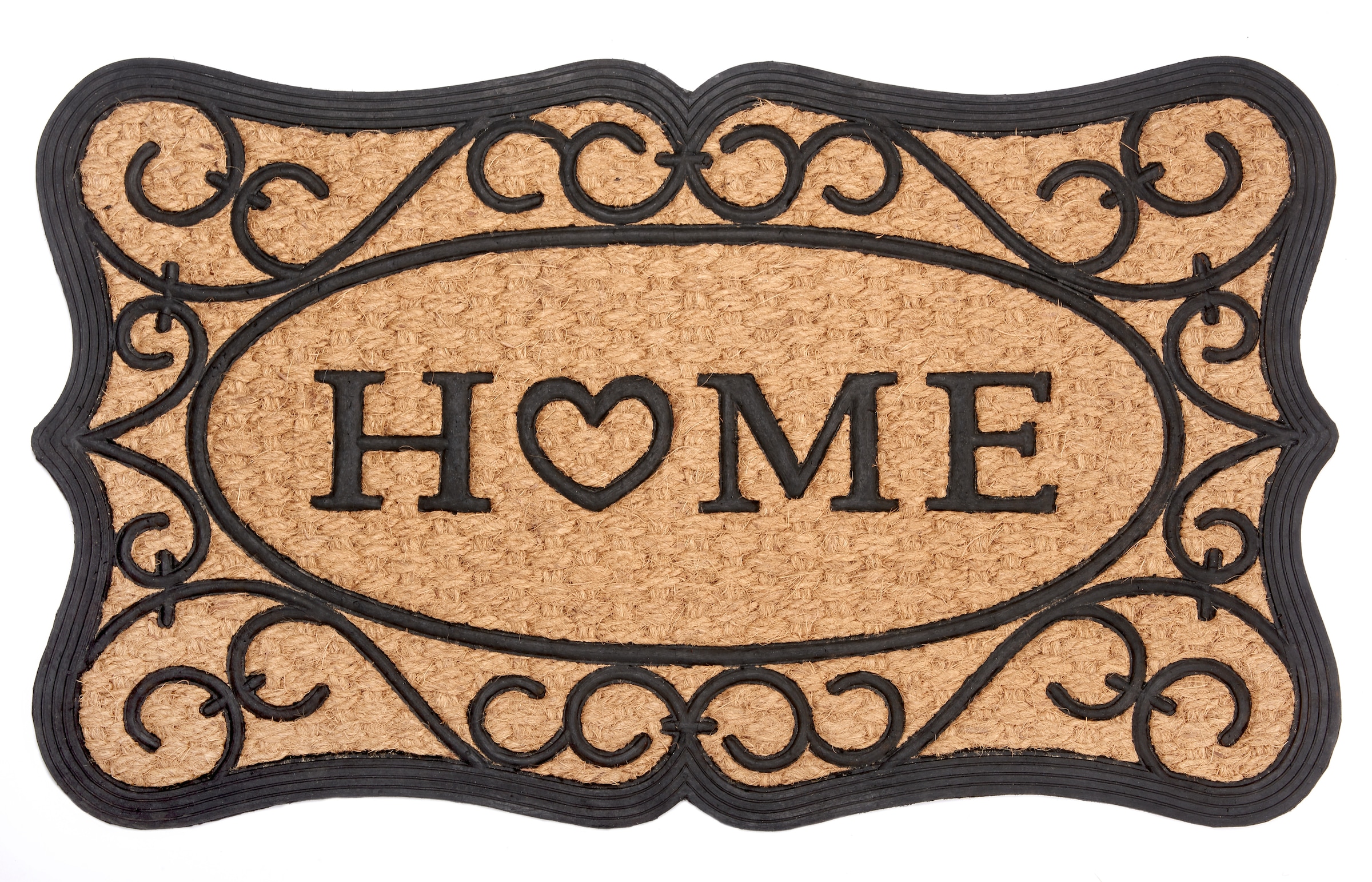 HANSE Home Fussmatte »Gummi-Kokos Heart Home Ornament, Türmatte«, rechteckig, 8 mm Höhe, Kokos, Gummi, Schmutzfangmatte, Outdoor, Rutschfest, Innen, Kokosmatte