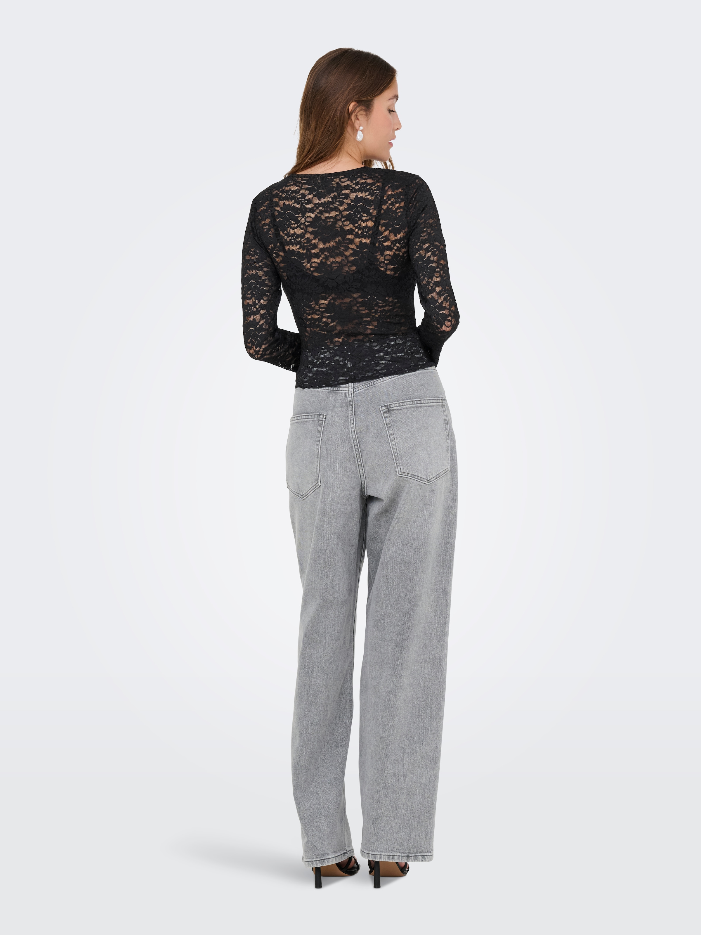 ONLY Chemise en dentelle »ONLNIKKA L/S LACE TOP JRS NOOS« mélange de matériaux