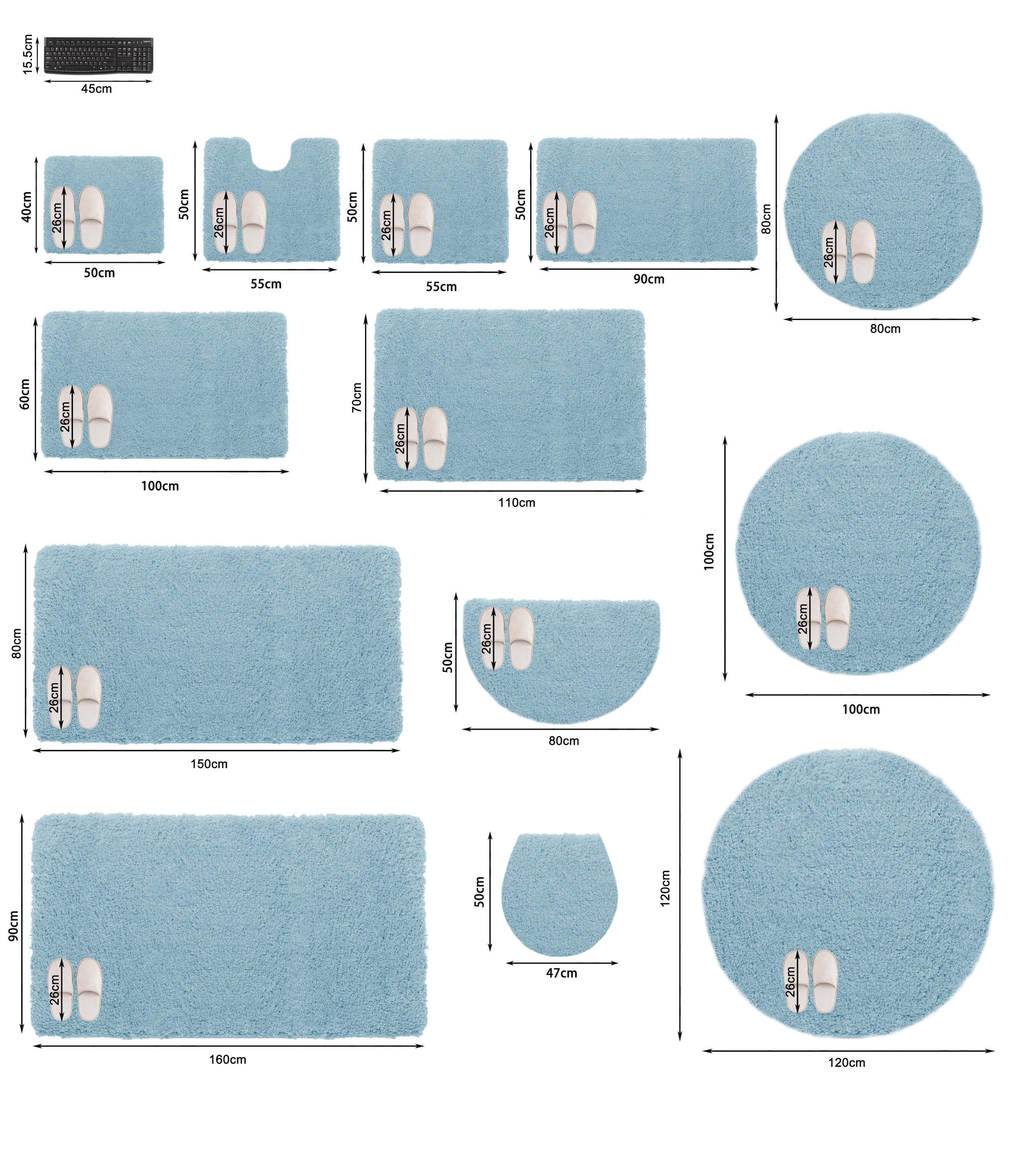 GOODproduct Tapis de bain »Sanremo Standard, Badvorleger, Badezimmer Teppich, sehr weich« Höhe 30 mm revêtement antidérapant Séchage rapide | compatible chauffage au sol tapis de bain uni, rectangulaire, rond & en set de 3 pièces disponible