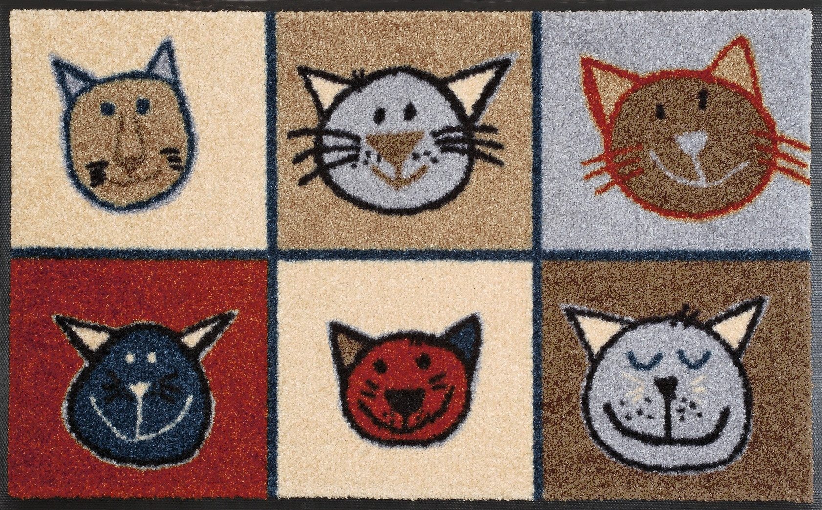 Image of wash+dry by Kleen-Tex Fussmatte "Miau Miau" rechteckig 7 mm Höhe Schmutzfangmatte, Motiv Katzen, rutschhemmend, waschbar