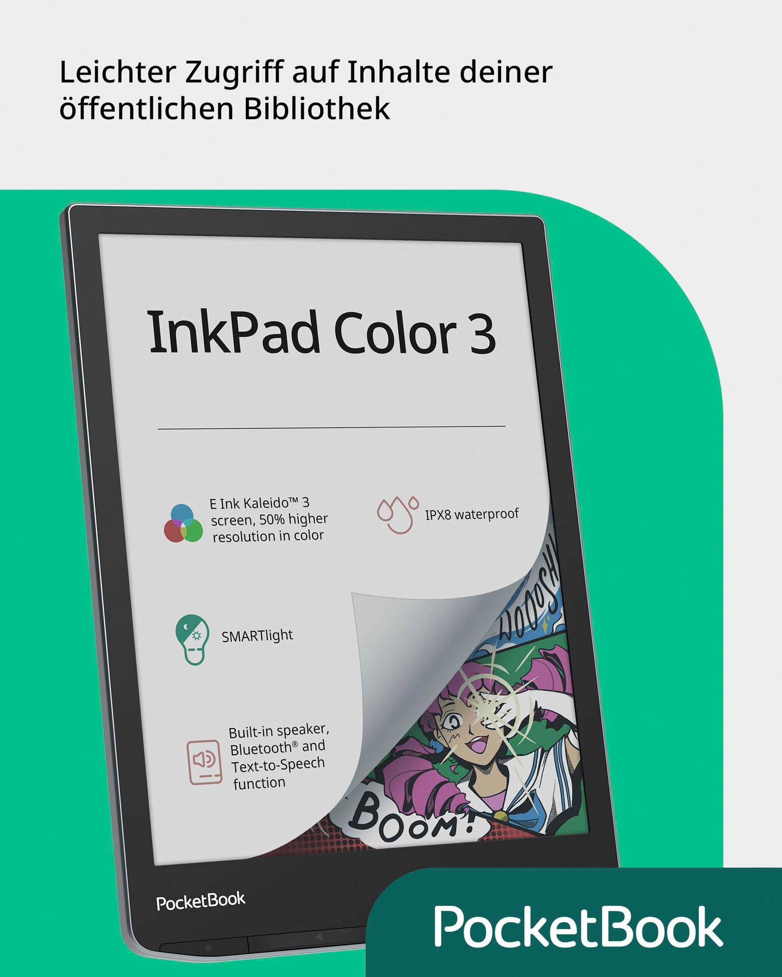 PocketBook E-Book »InkPad Color 3«, (19,8 cm / 7,8 Zoll), E-Book Reader mit Lautsprecher und Bluetooth-Schnittstelle)