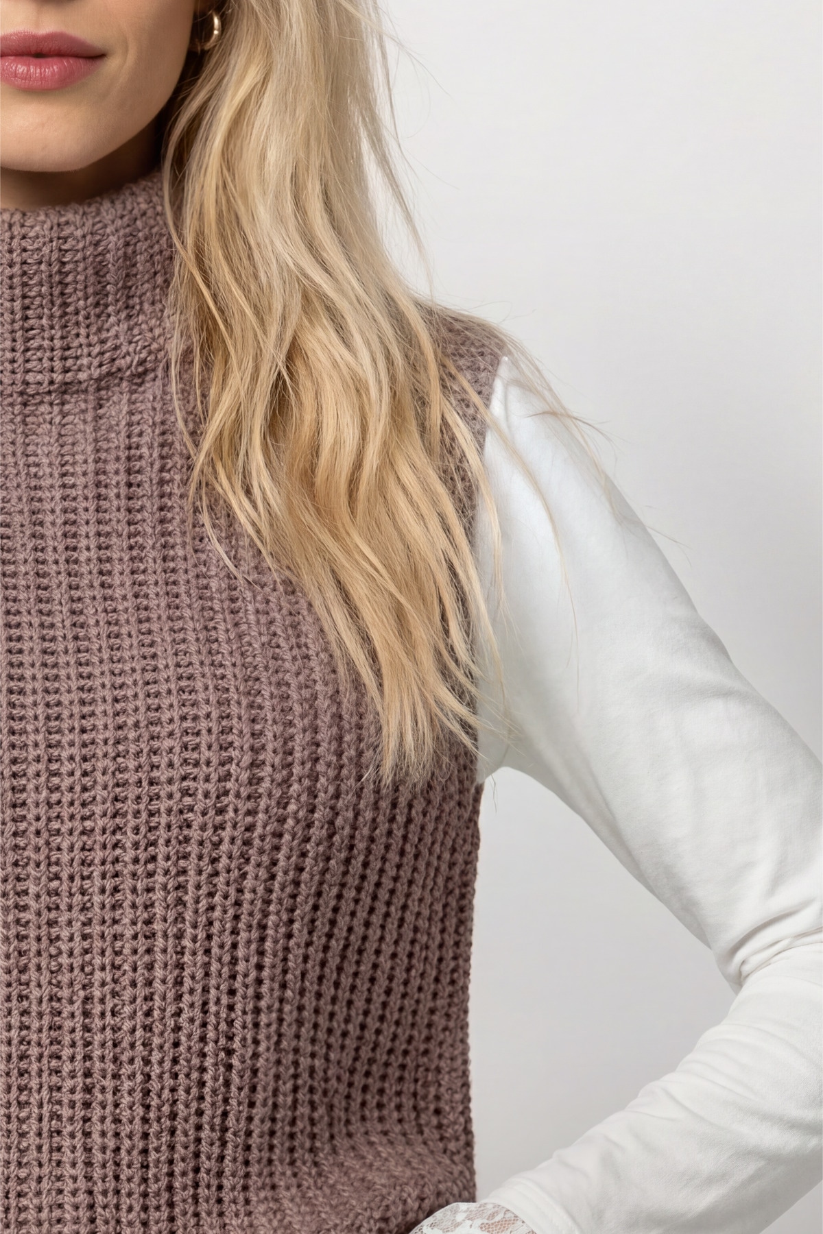 Monari Pull-over »Pullunder Basic Chenille« coupe régulière avec col montant