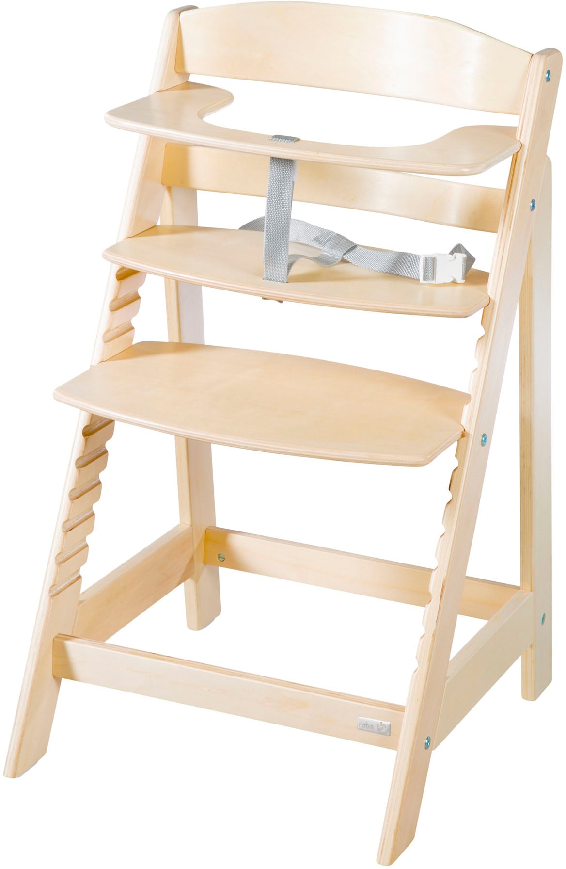roba® Hochstuhl »Born Up, natur, mit Neugeborenen-Aufsatz, greyish gesteppt«, (Set)