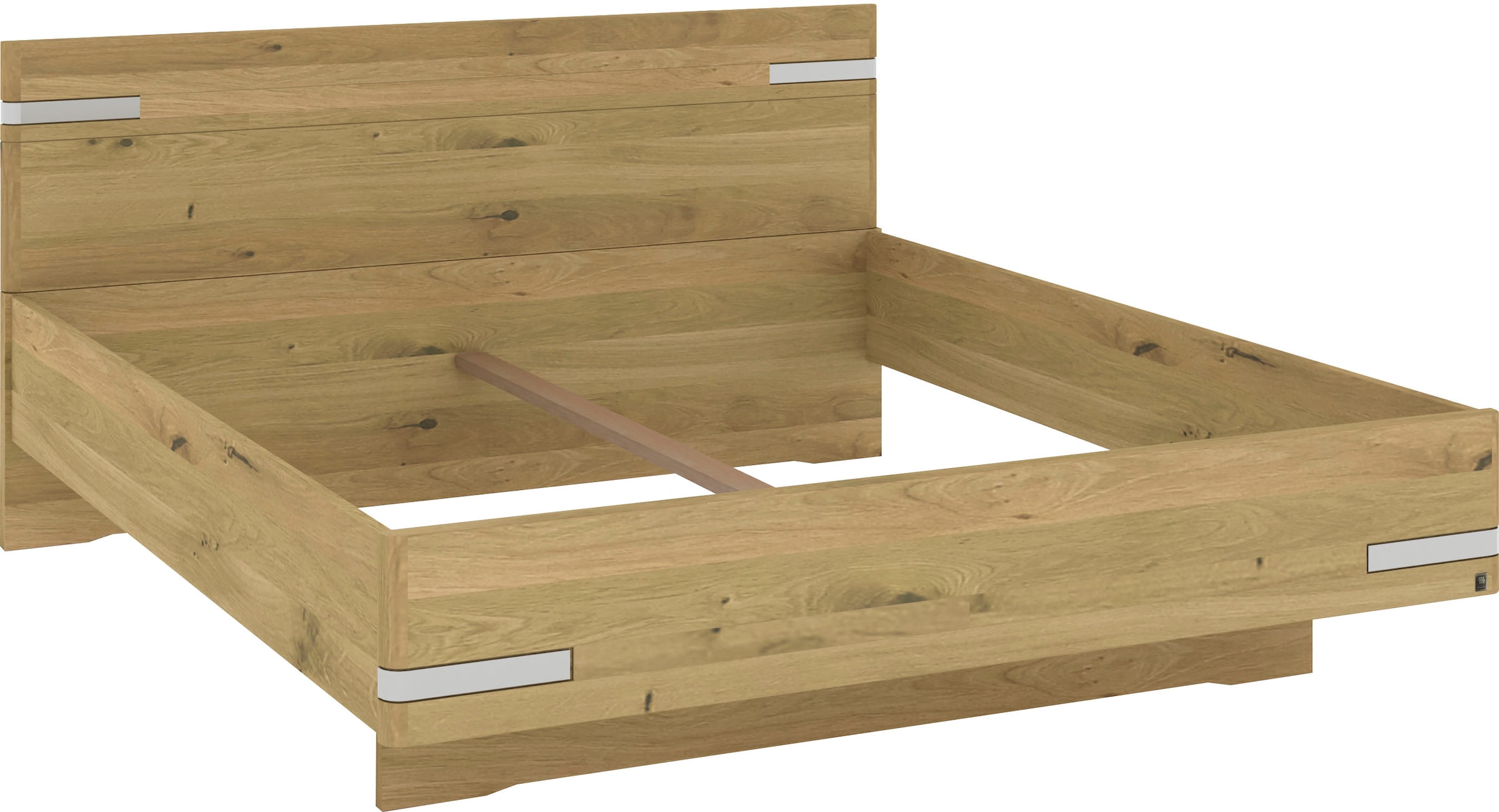 Musterring Holzbett »Savona, Bettgestell, Bettrahmen, teilmassiv Bianco-Eiche« Belastbarkeit 220 Kg, 4-fache Liegehöhenverstellung, MADE IN GERMANY,  Kopfteil in Bianco-Eiche massiv, Details in Chrom, verschiedene Grössen